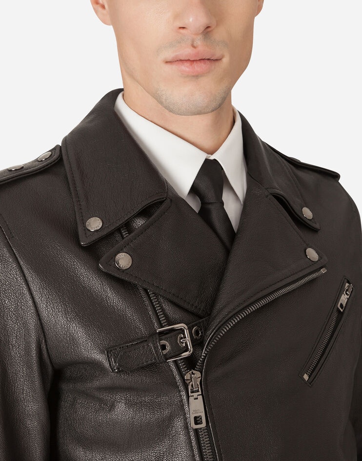 Leather biker jacket - 4