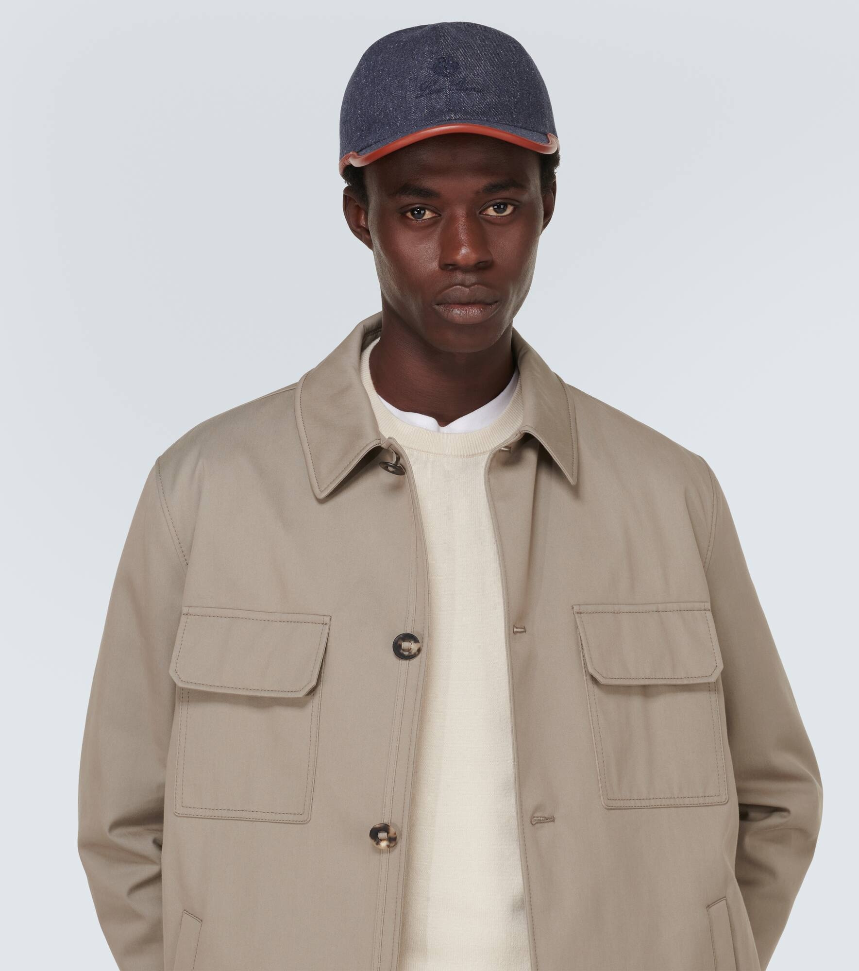My leather-trimmed denim baseball cap - 2