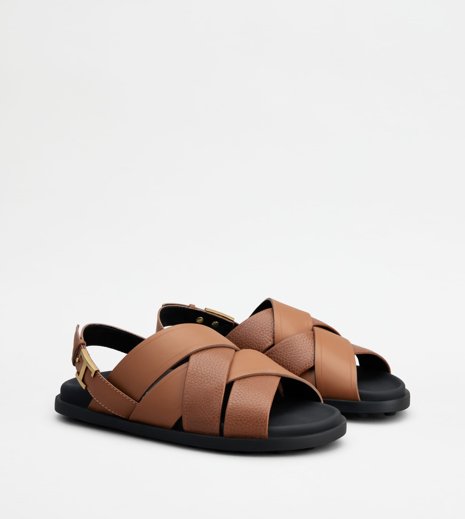 SANDALS IN LEATHER - BROWN - 3