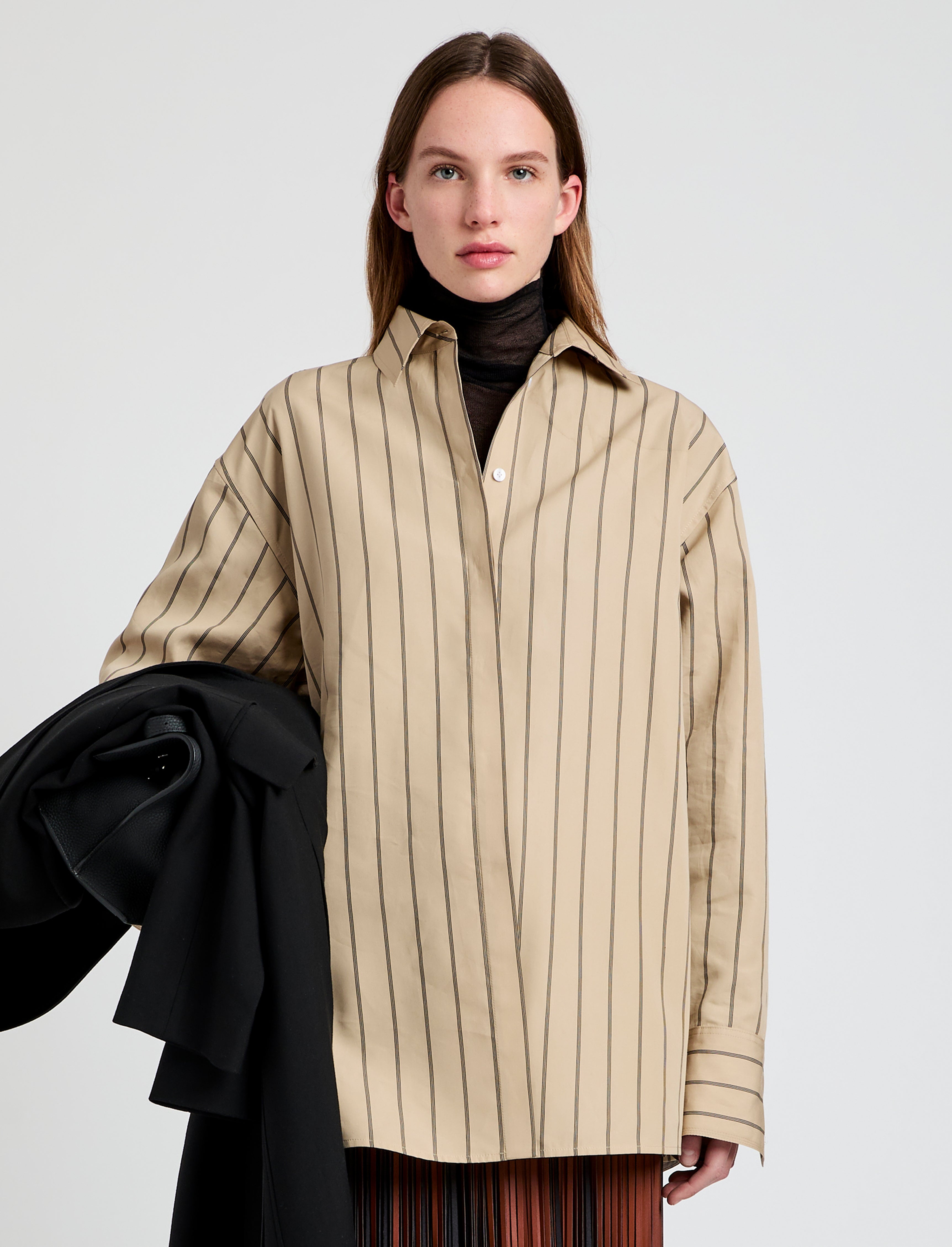Addy Top in Stripe Cotton Silk Poplin - 2