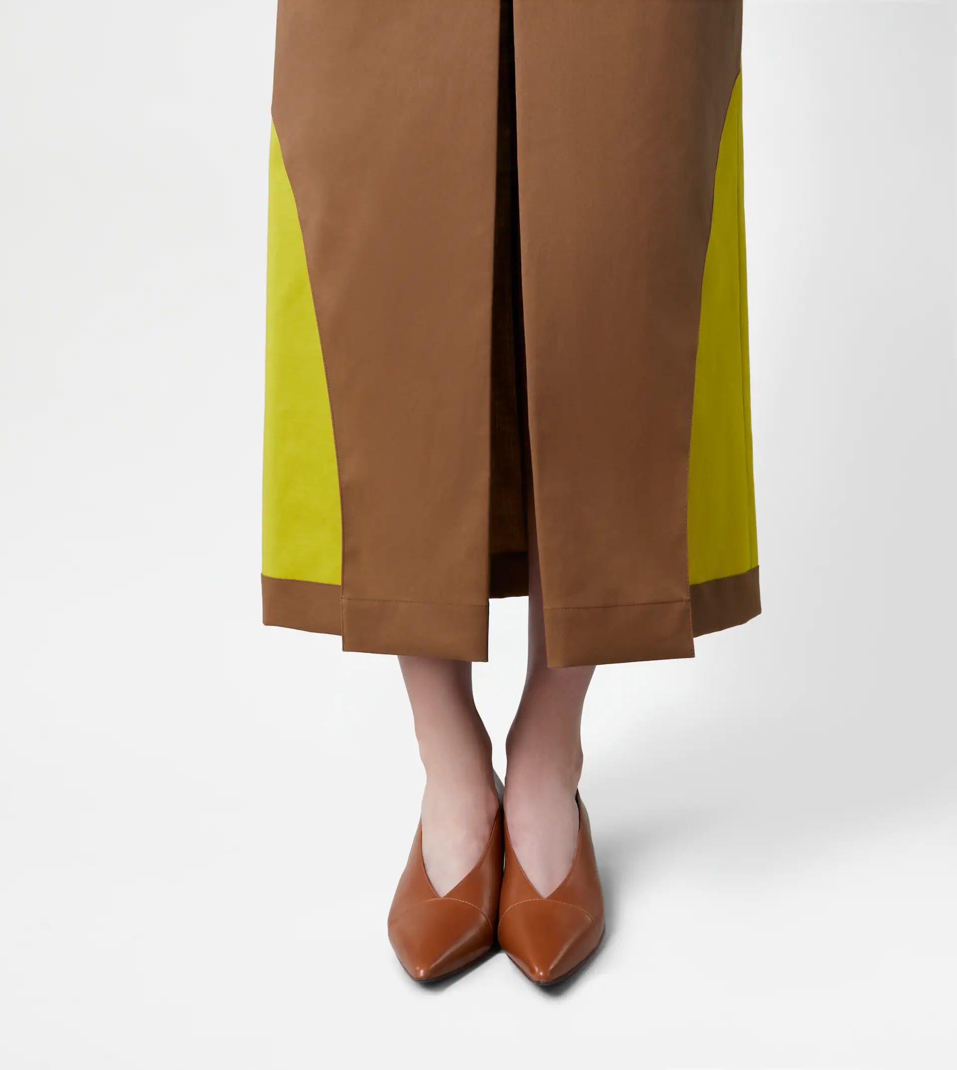 TWO-TONE MIDI-SKIRT - BROWN, YELLOW - 5