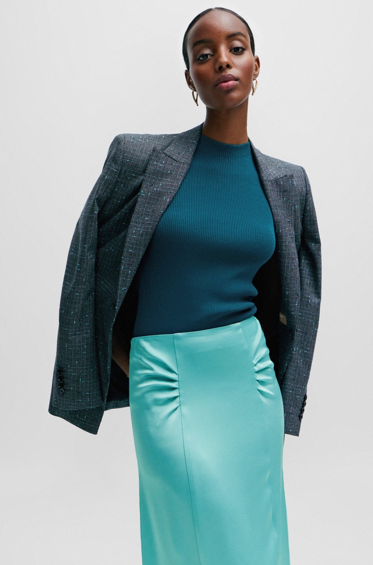HIGH-WAISTED A-LINE SKIRT WITH GATHERED DETAILS - 5