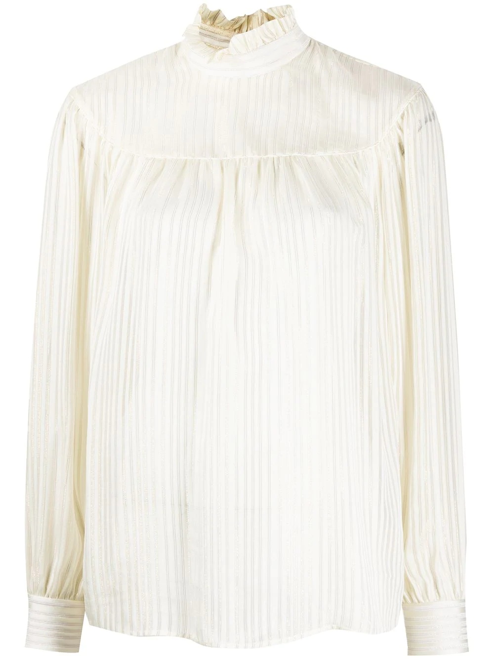 high neck striped silk top - 1