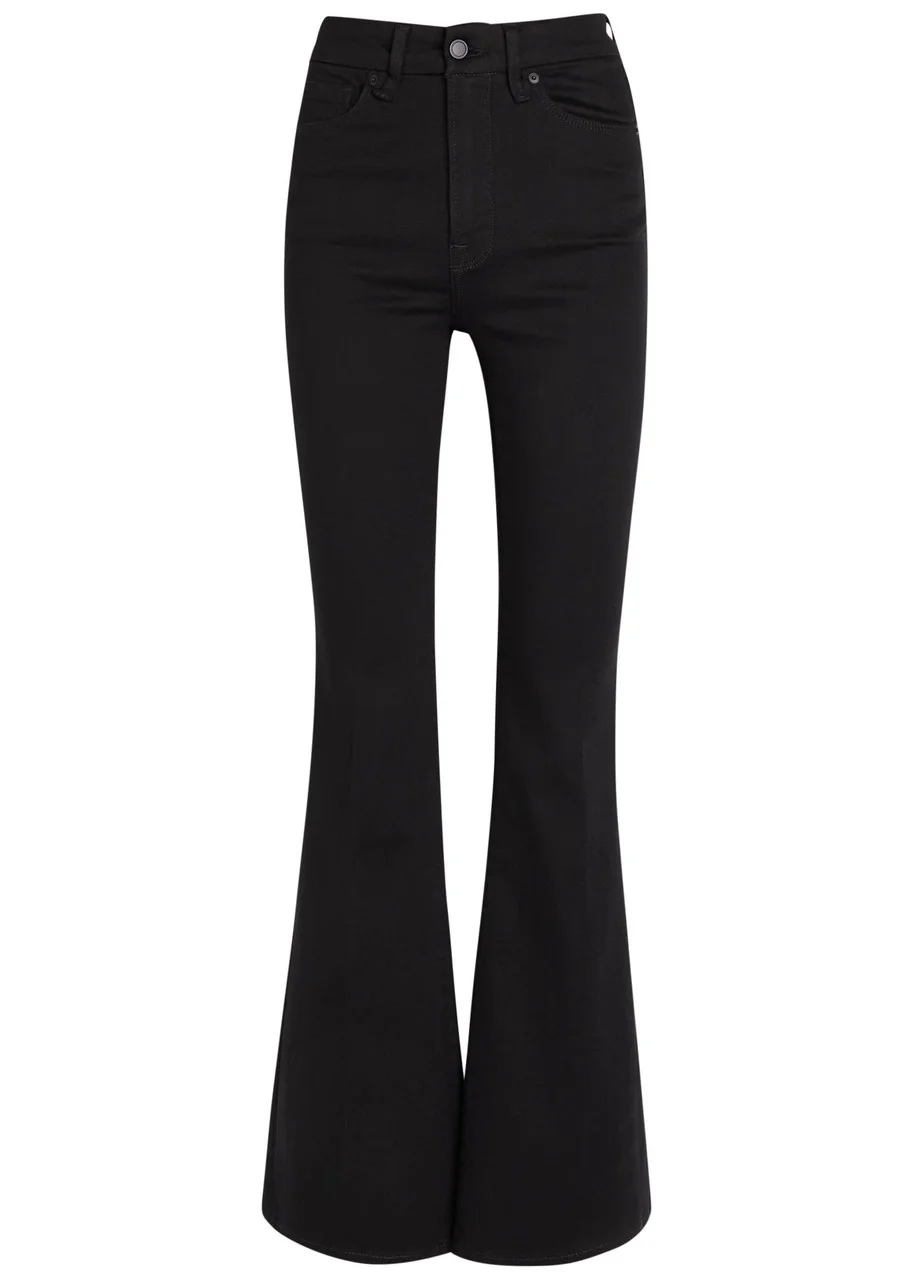 Good American Skinny Flared-leg Black Denim Jeans W33 / UK16 / L - 1