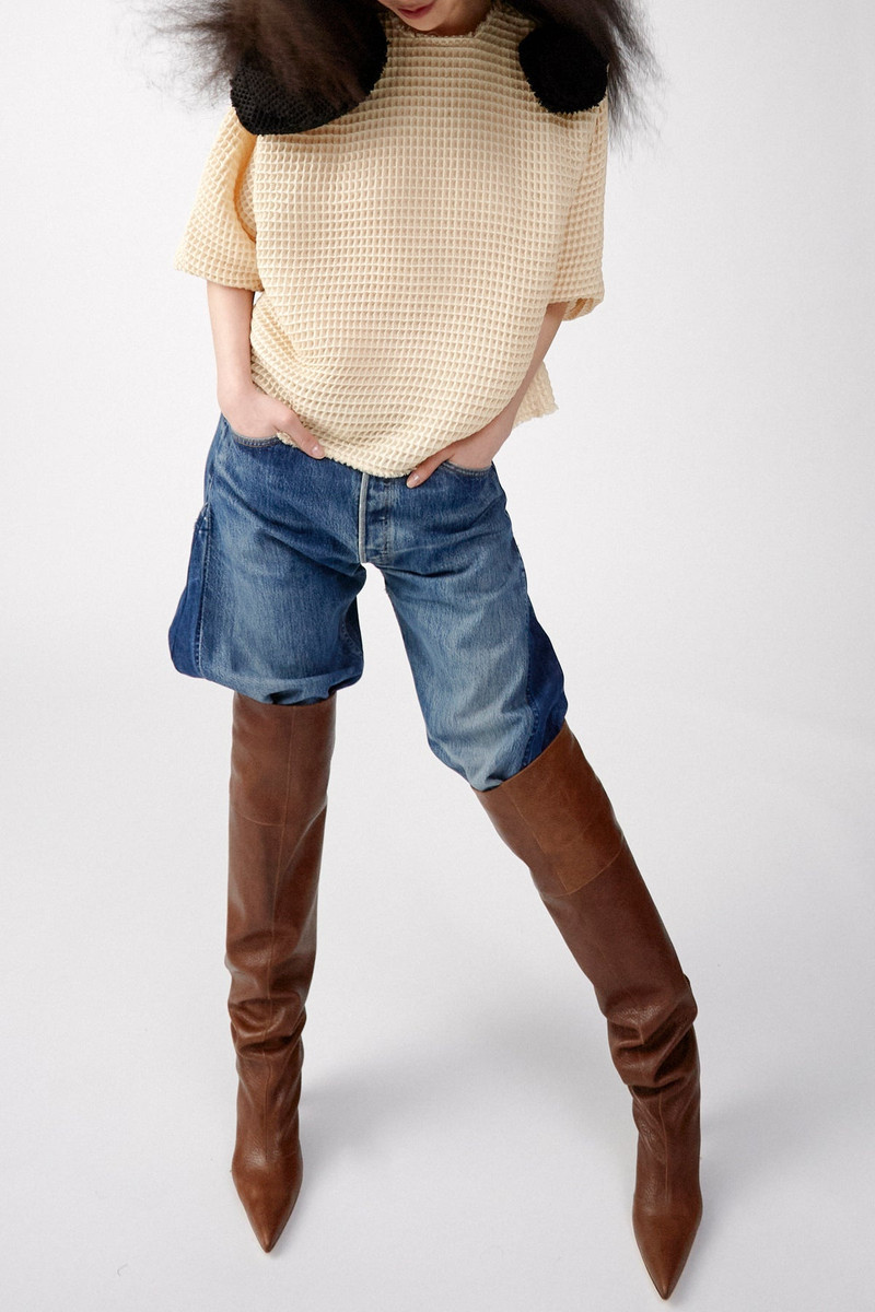 MAYA BOOT OVER-THE-KNEE HIGH BOOT WITH CYLINDER HEEL BROWN 6