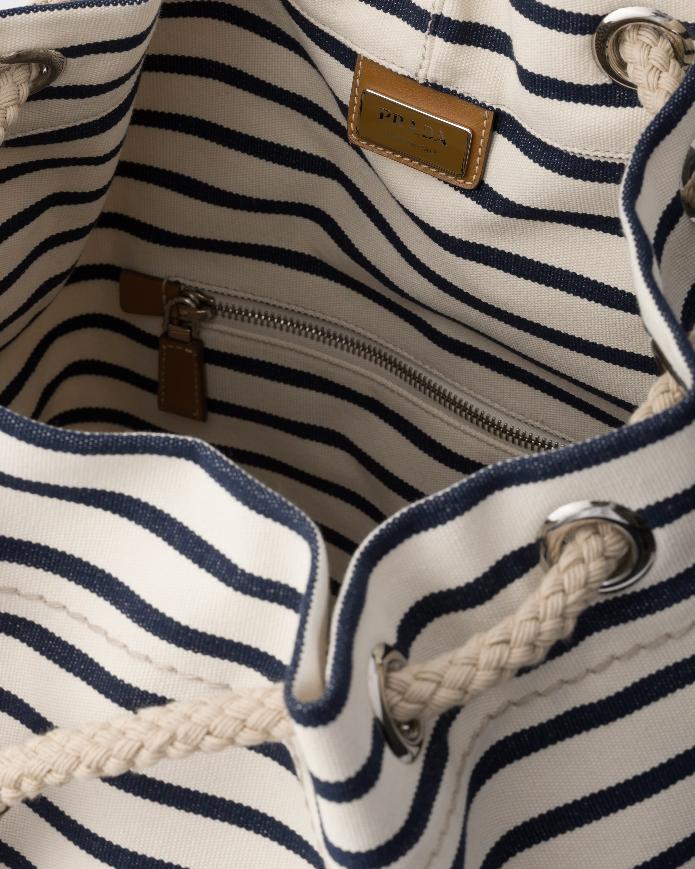 Striped canvas drawstring duffel bag - 5