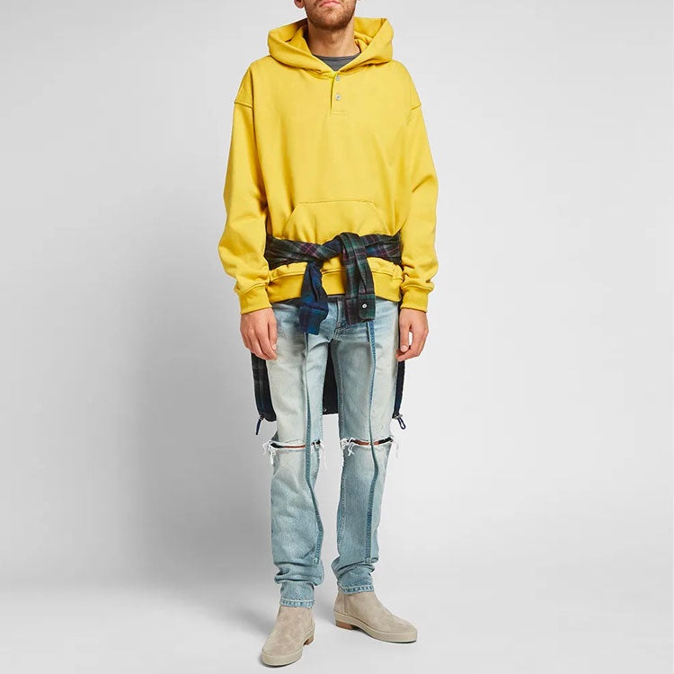 Fear of God Essentials Everyday Henley hooded Button Unisex Yellow FOG-FW19-22 - 6