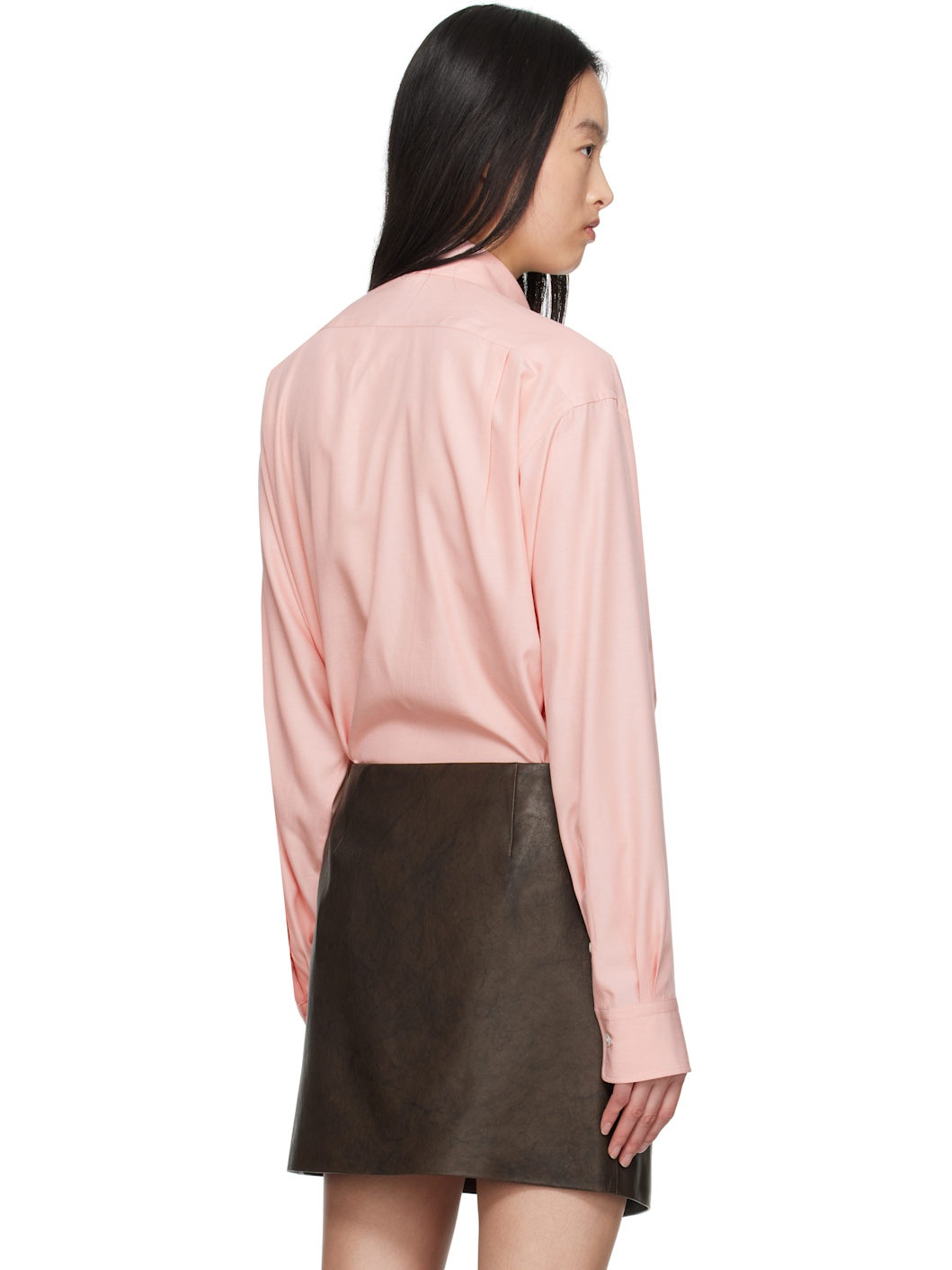 Pink Silk Broad Button Down Shirt - 3