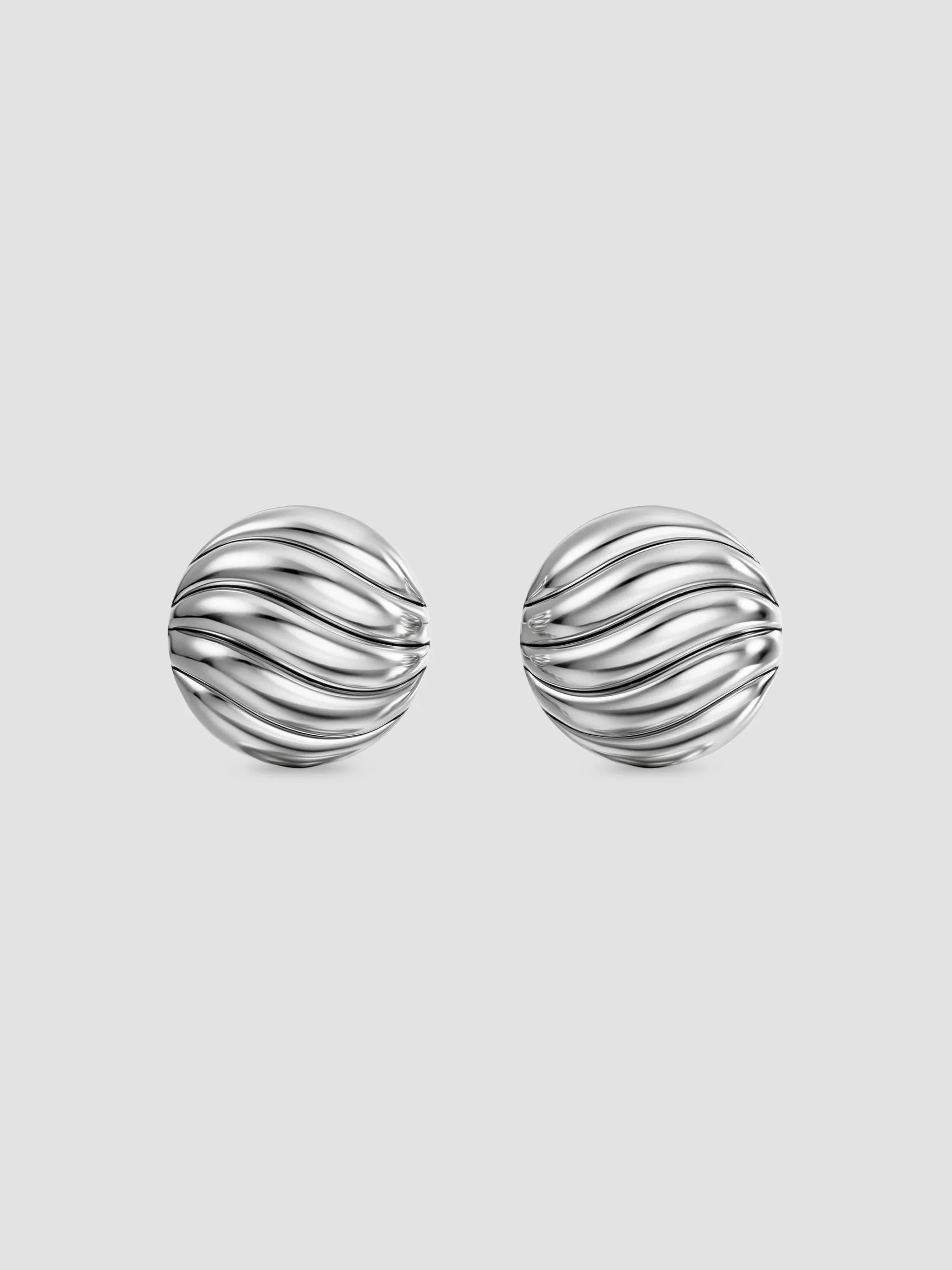 Women's Sculpted Cable Stud Earrings in Sterling Silver, 9MM - Silver - 1