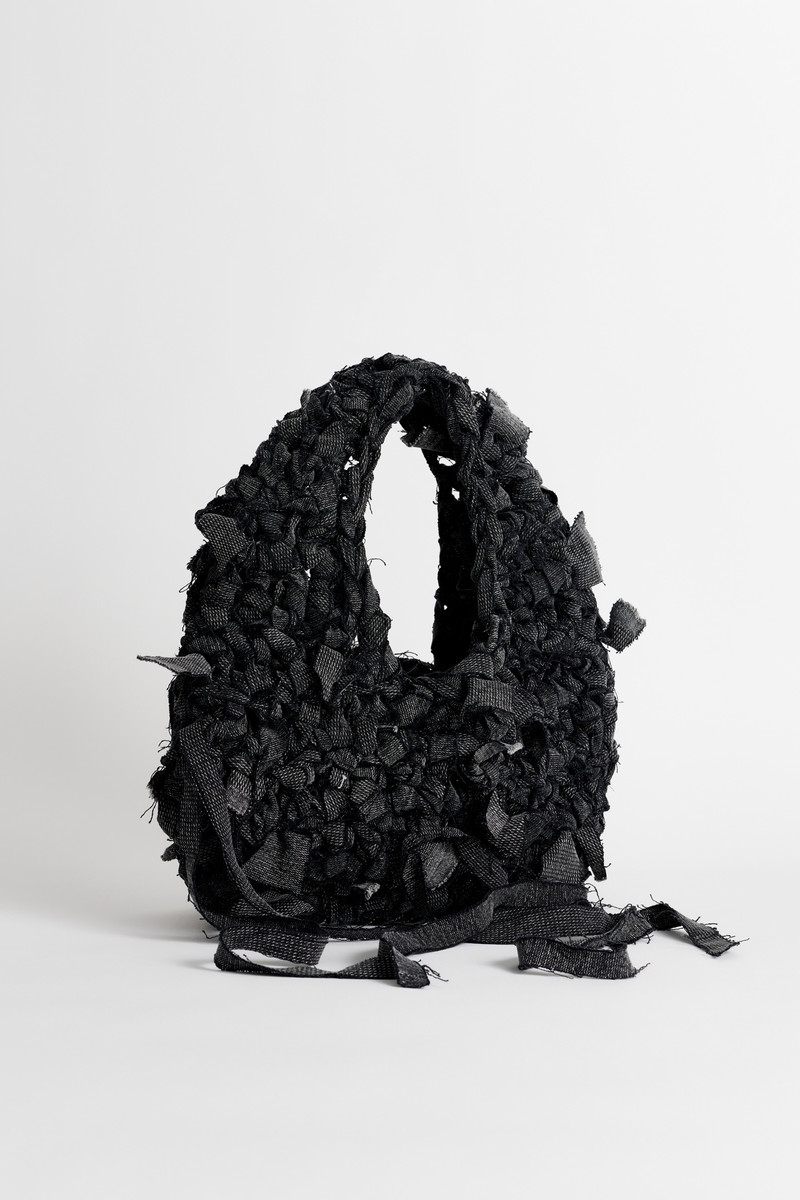 Crochet Bag Overdyed Black Chain Twill 4