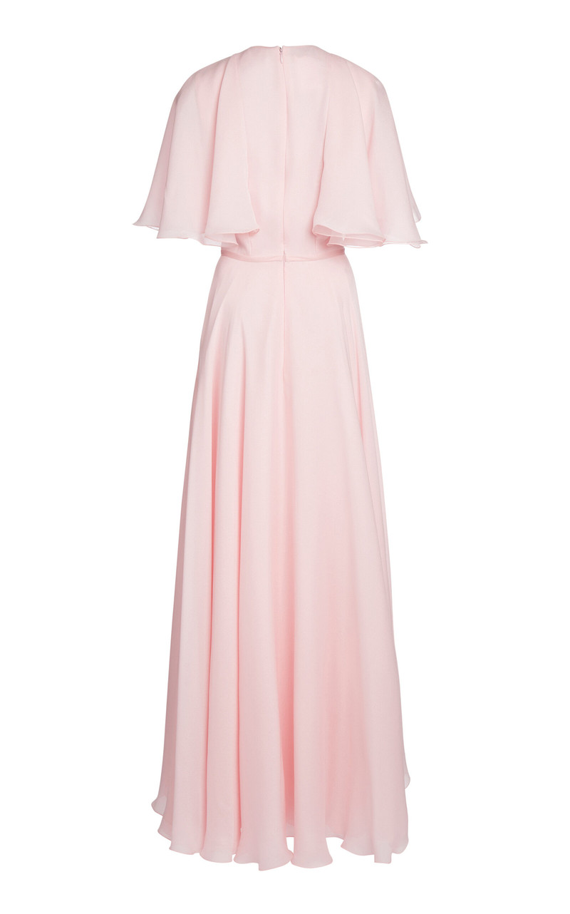 GIAMBATTISTA VALLI Cape-Sleeve Sable Maxi Dress light pink outlook