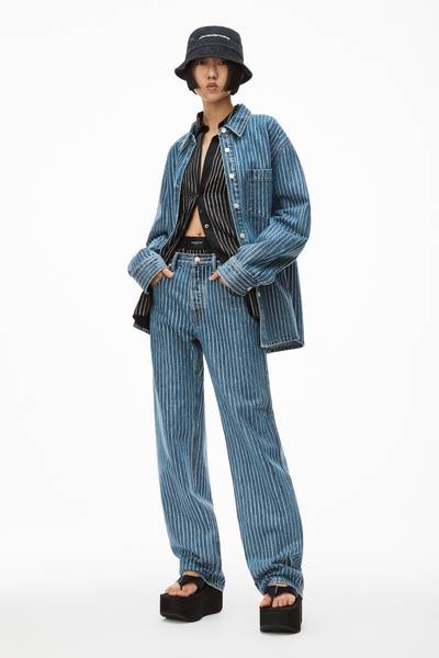 Alexander Wang CRYSTAL STRIPE SKATER PANT IN DENIM outlook