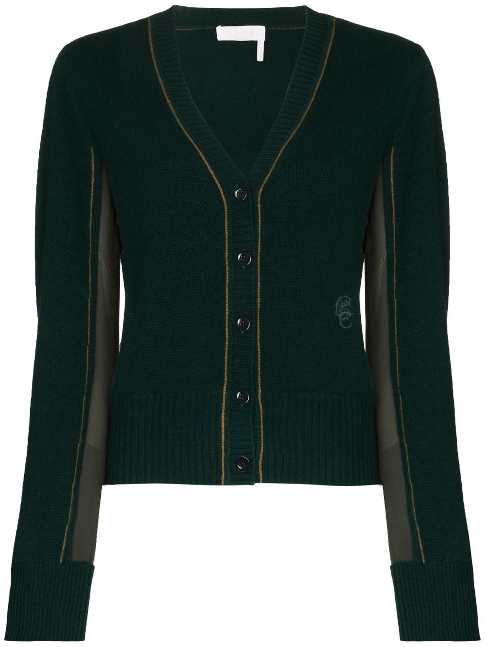 contrasting-panel V-neck cardigan - 1