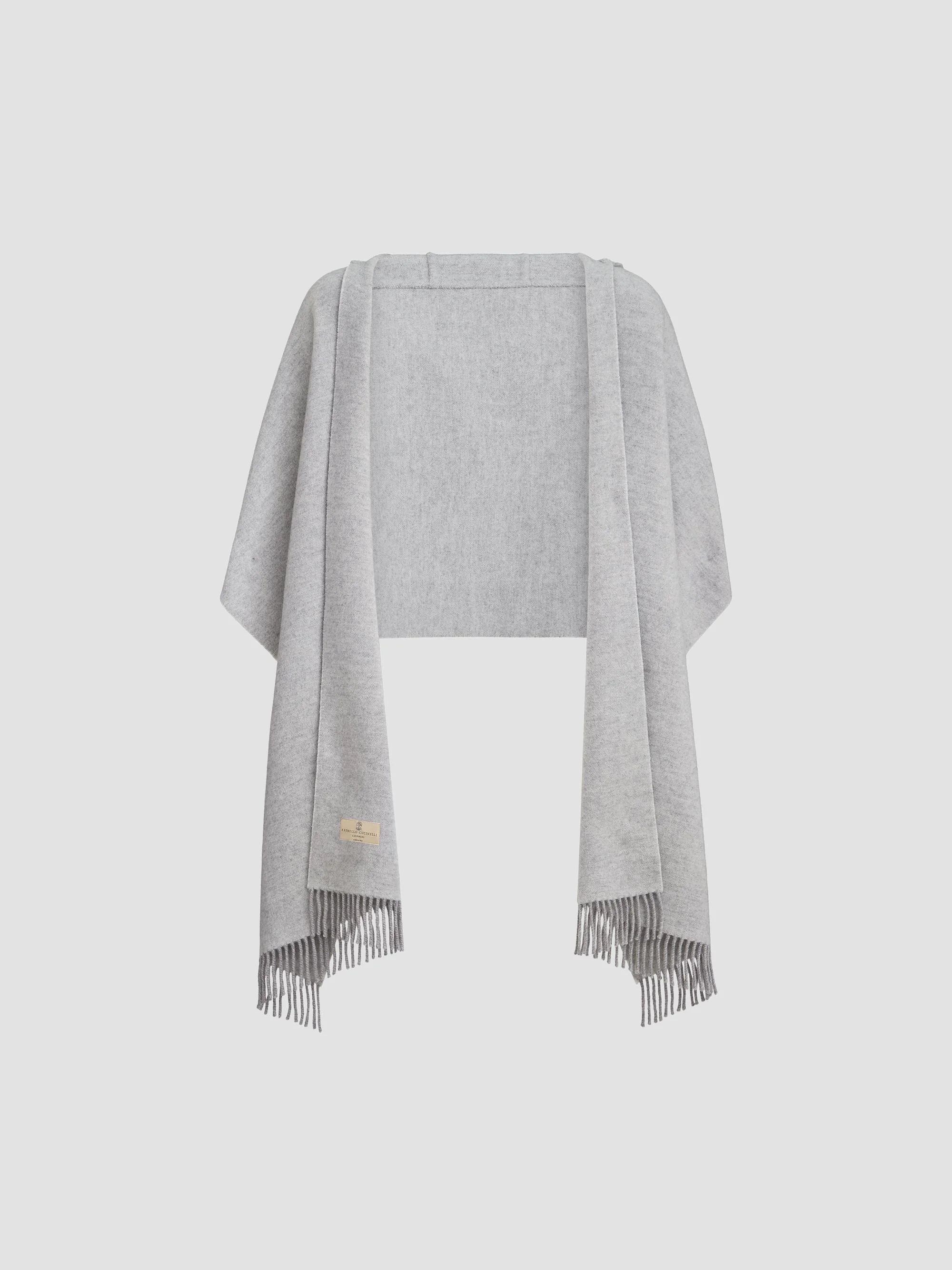 Women's Hooded Wool and Cashmere Knit Scarf - Light Grey - 1