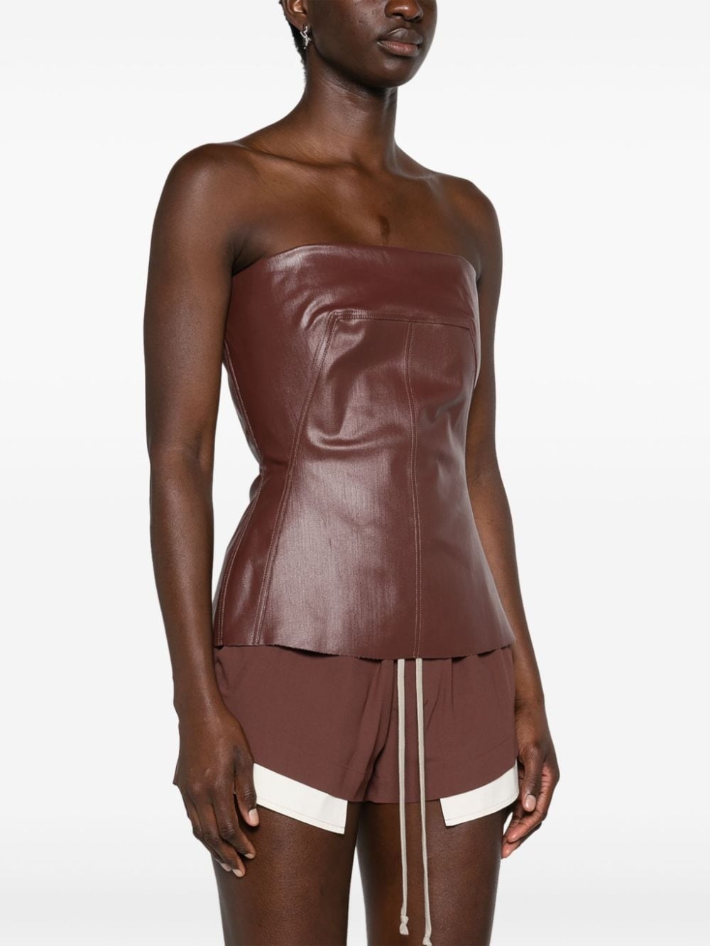 coated-denim bustier top - 3