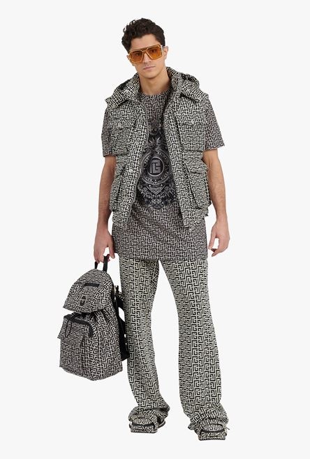 Nylon backpack with bicolor Balmain monogram - 2