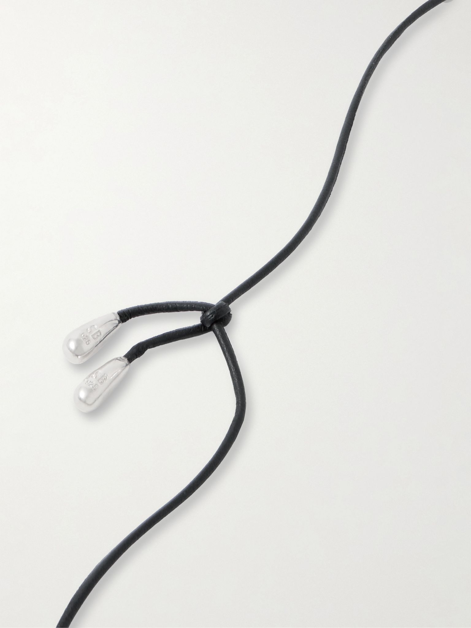 Small Full Moon silver, cord and onyx necklace Black - 3