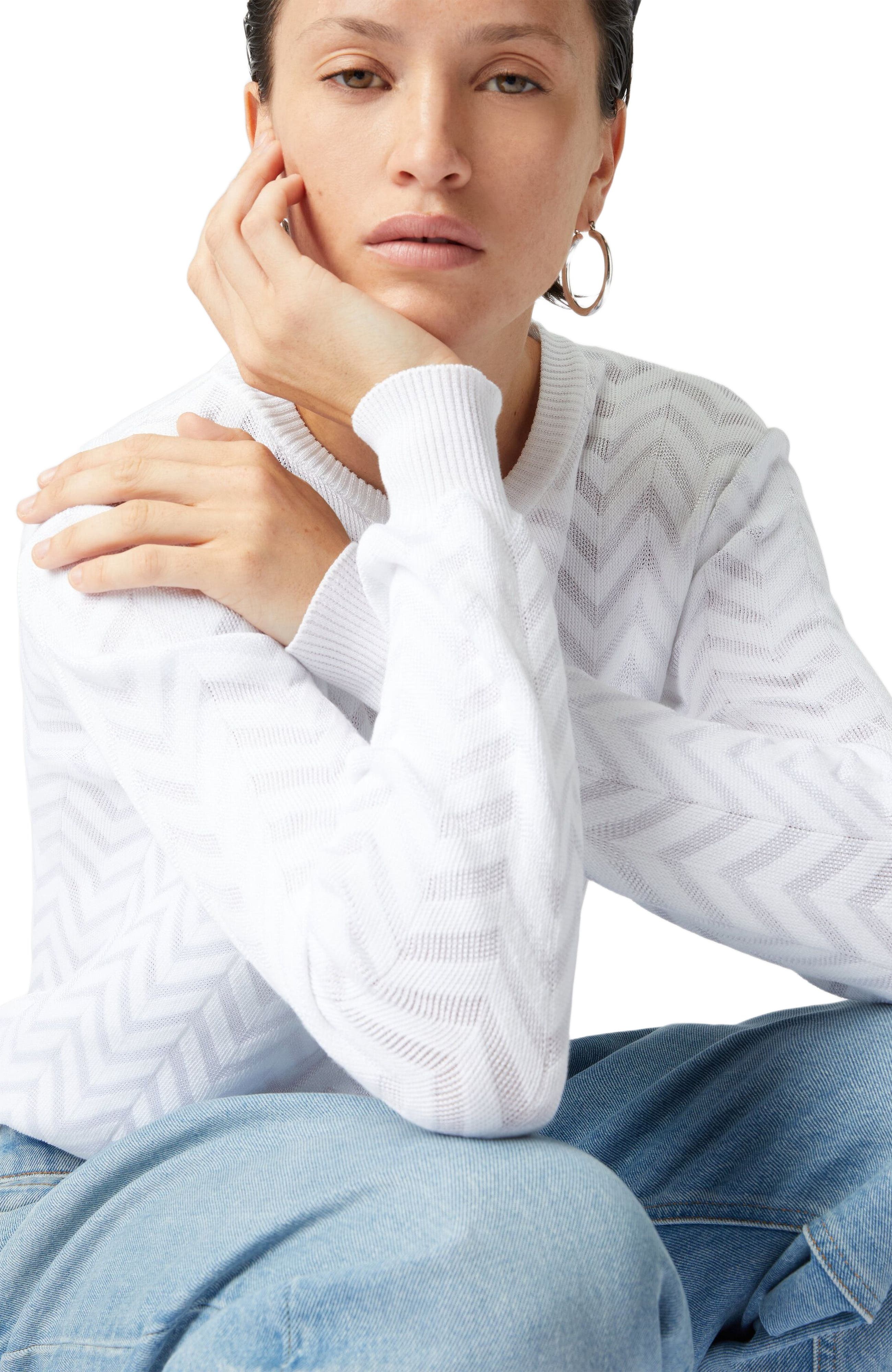 Missoni Tone-on-tone Chevron Crewneck Sweater in White at Nordstrom - 8