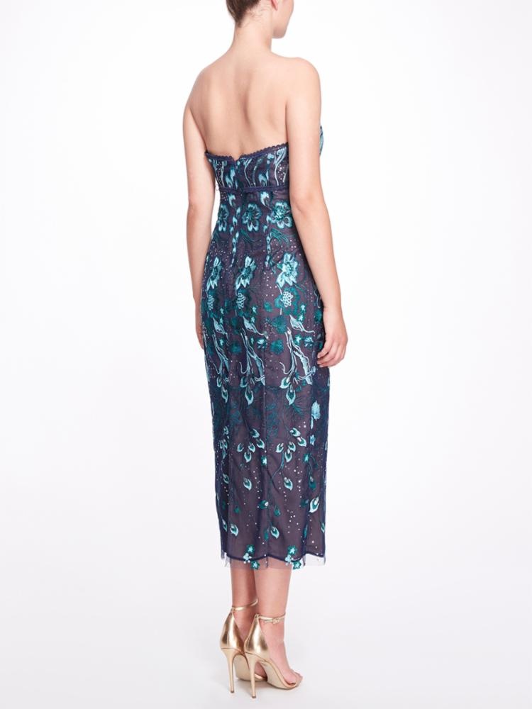 STRAPLESS EMBROIDERED TEA LENGTH GOWN - 3