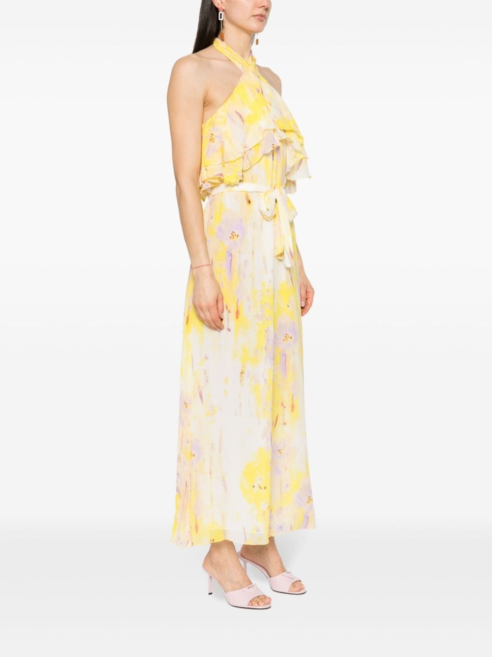 floral-print ruffled-detail dress - 3