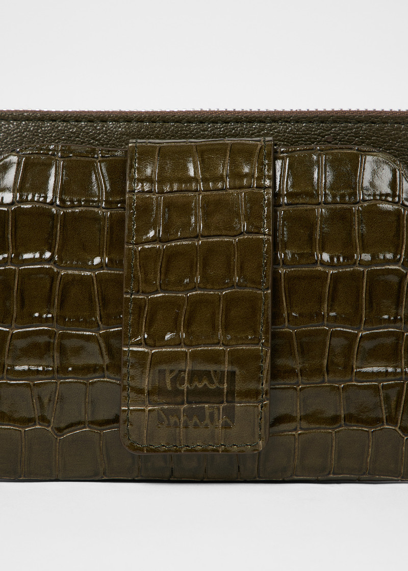 Olive Green Croc Travel Pouch 4