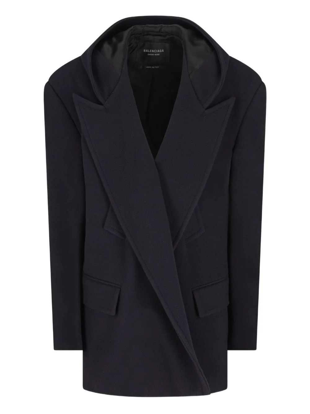 hooded wool coat - 1