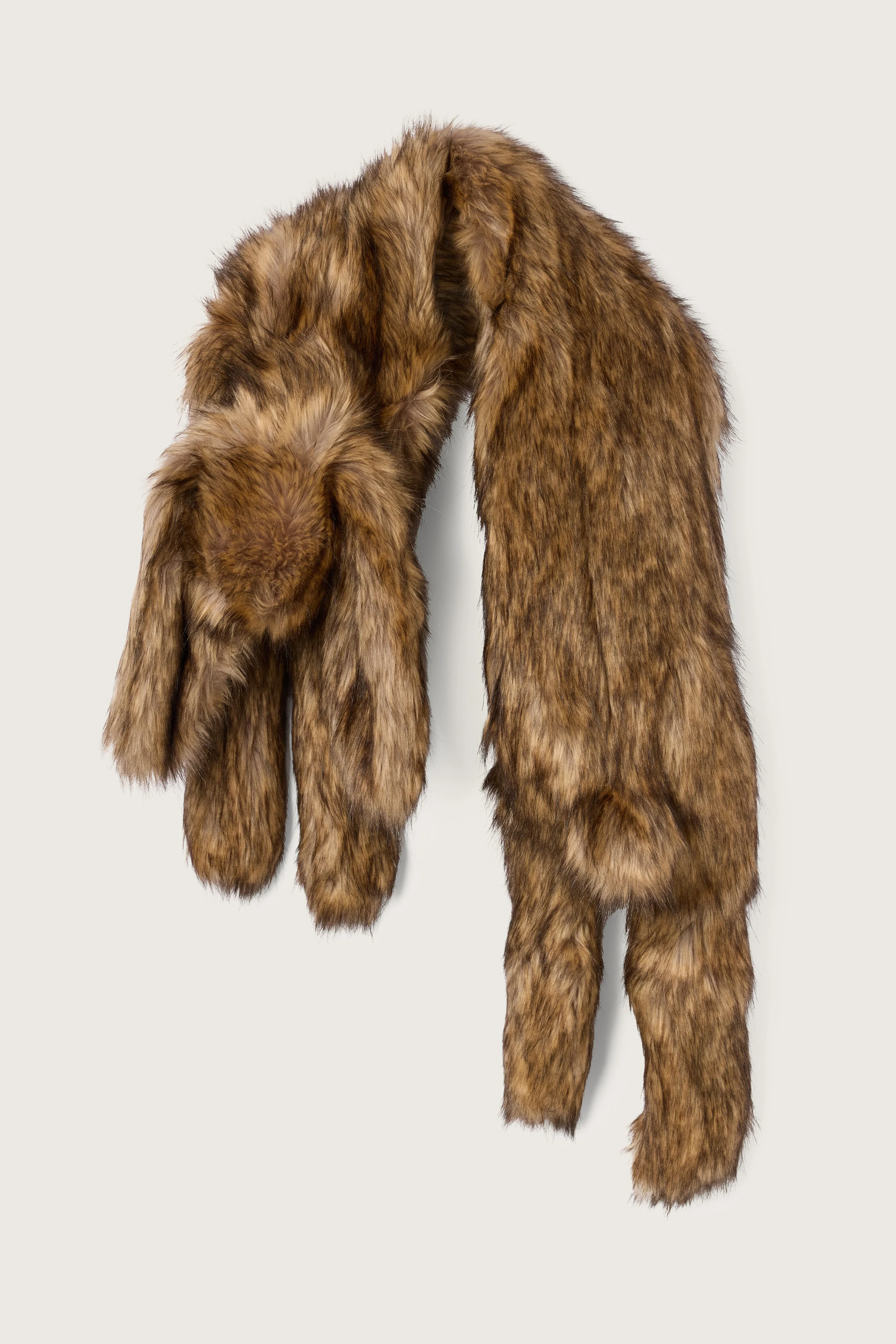 Long Faux Fur Hare Scarf - 1