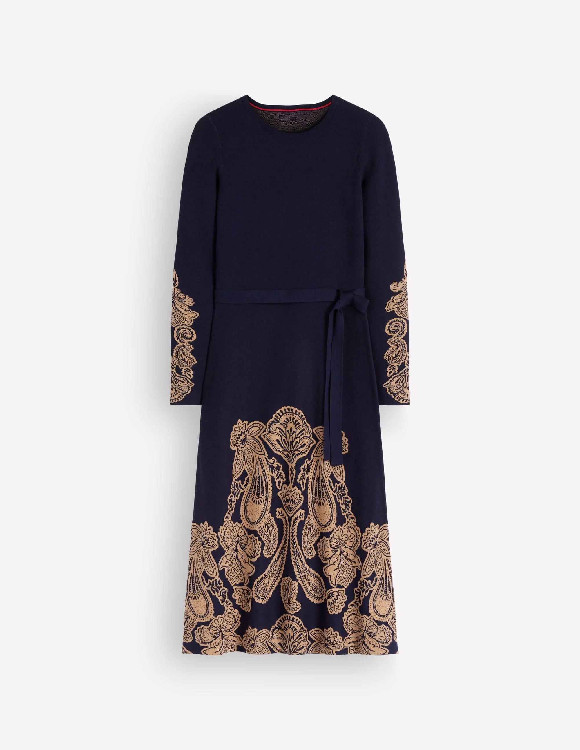 Crew Midi Jacquard Dress-Navy Placement - 1