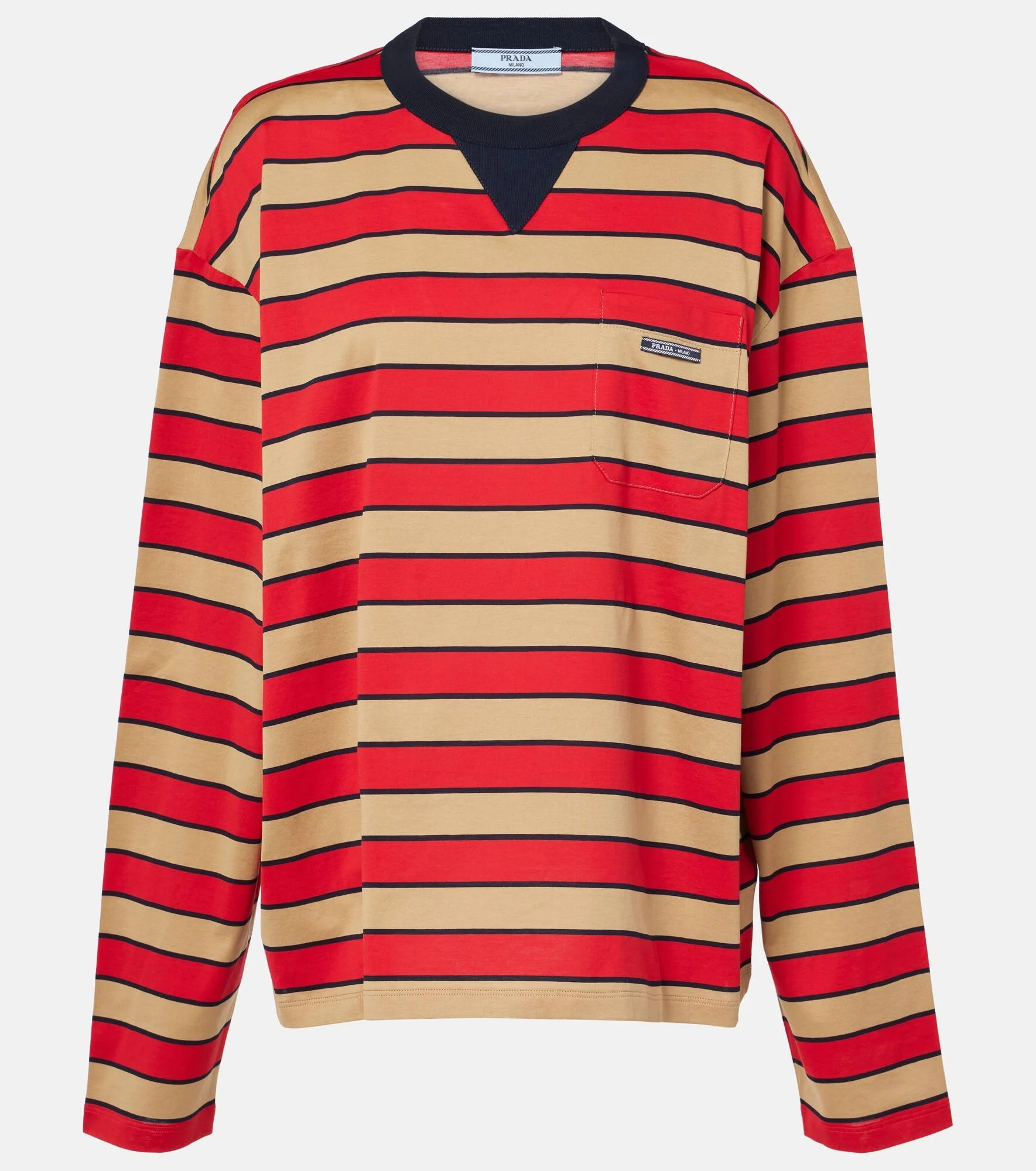 Striped cotton jersey top - 1