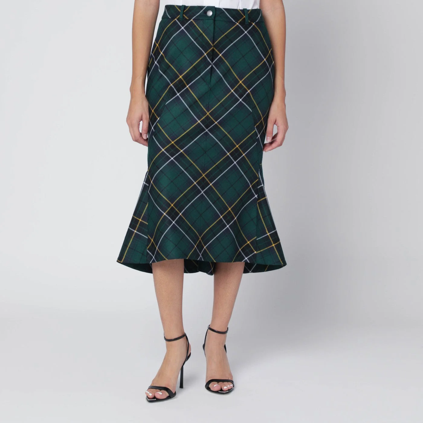 Flared skirt in wool tartan - 1