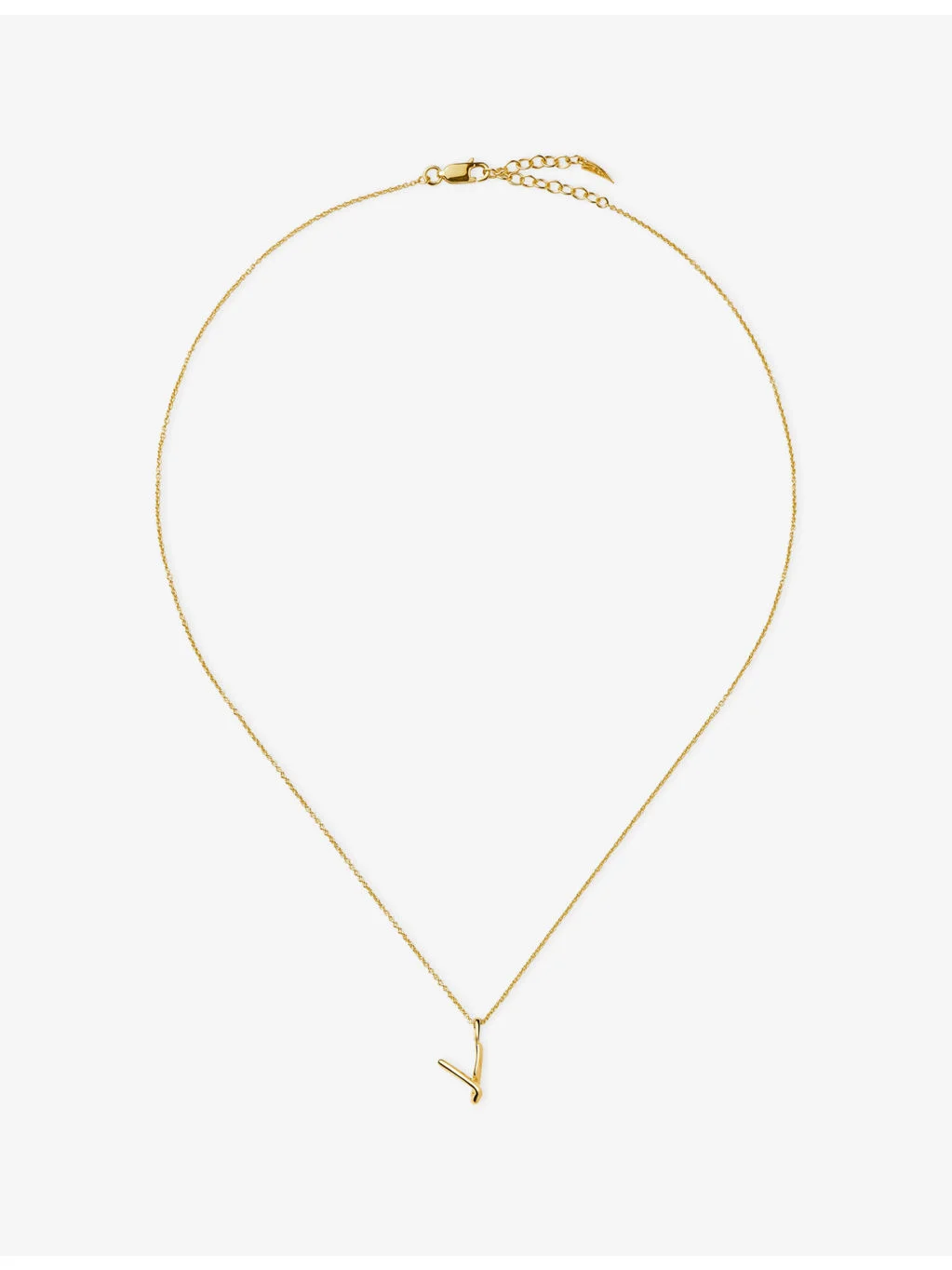 Curly Molten Mini Initial V 18ct Gold Vermeil Necklace - 1