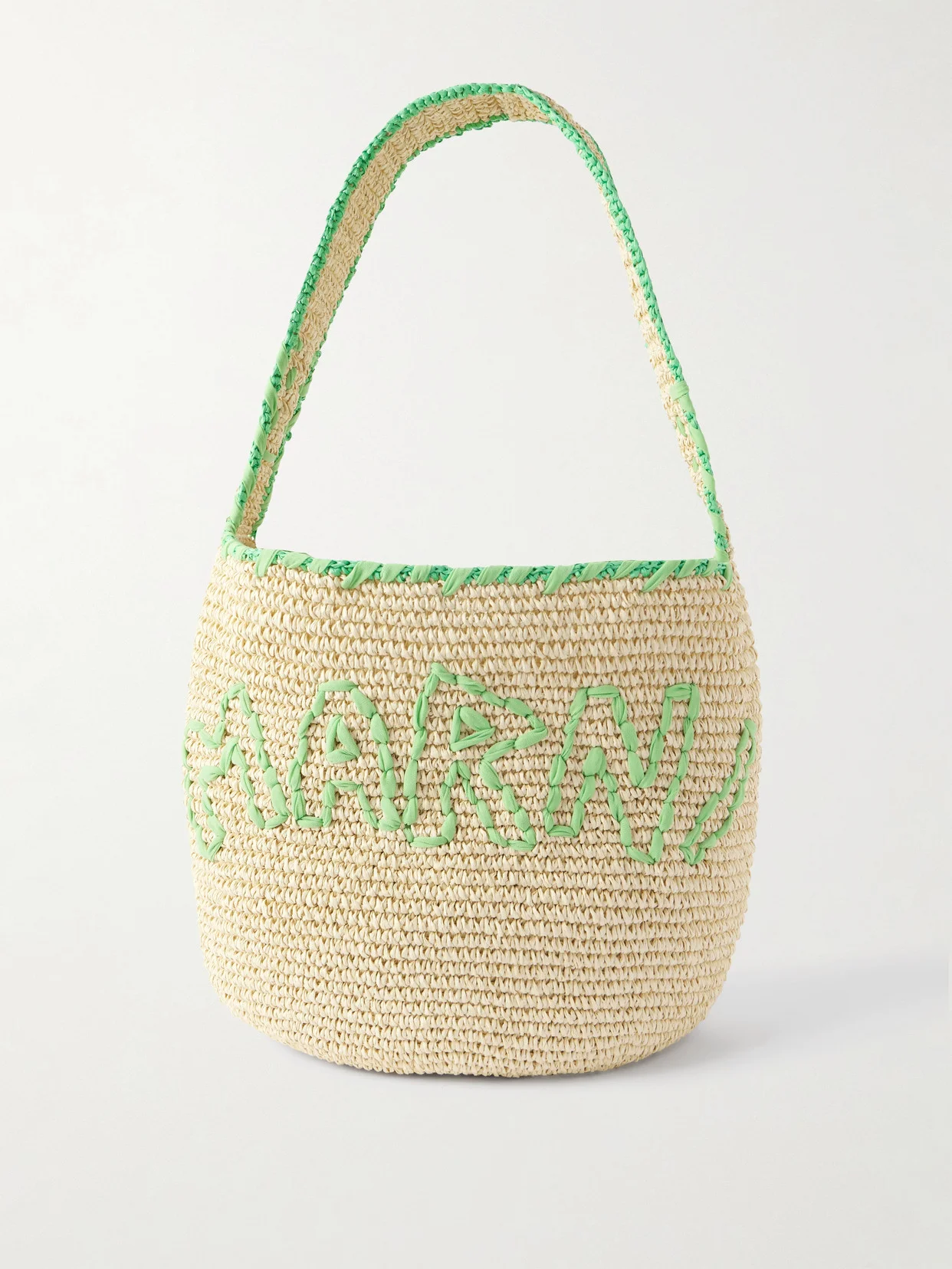 Embroidered Raffia Tote - 1