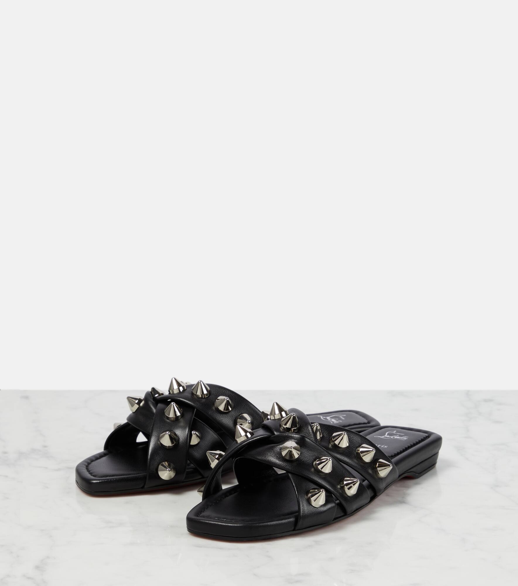Miss Spike Club embellished leather slides - 5