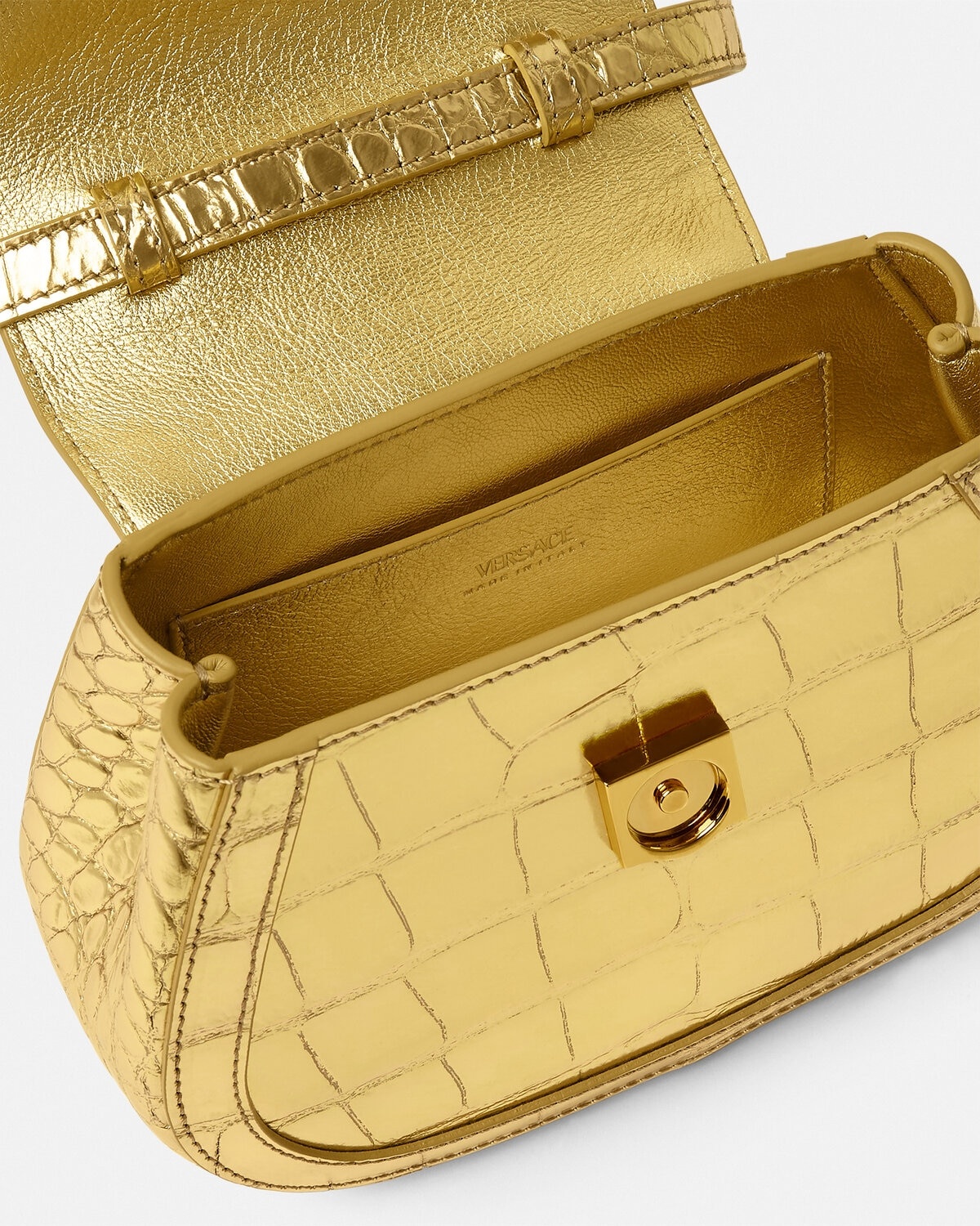 Croc-Effect Greca Goddess Mini Bag - 4