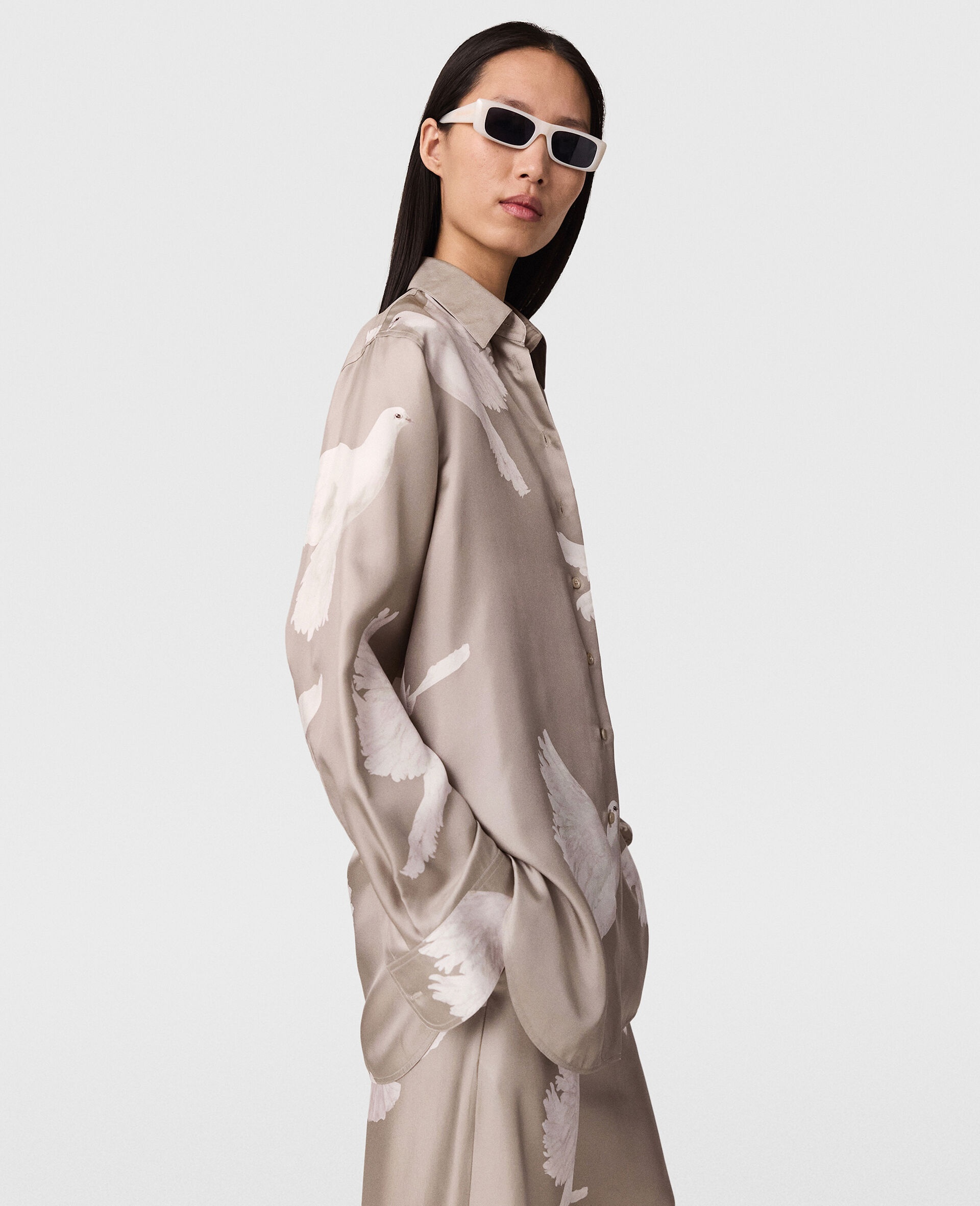 Oversized Dove Print Shirt - 3