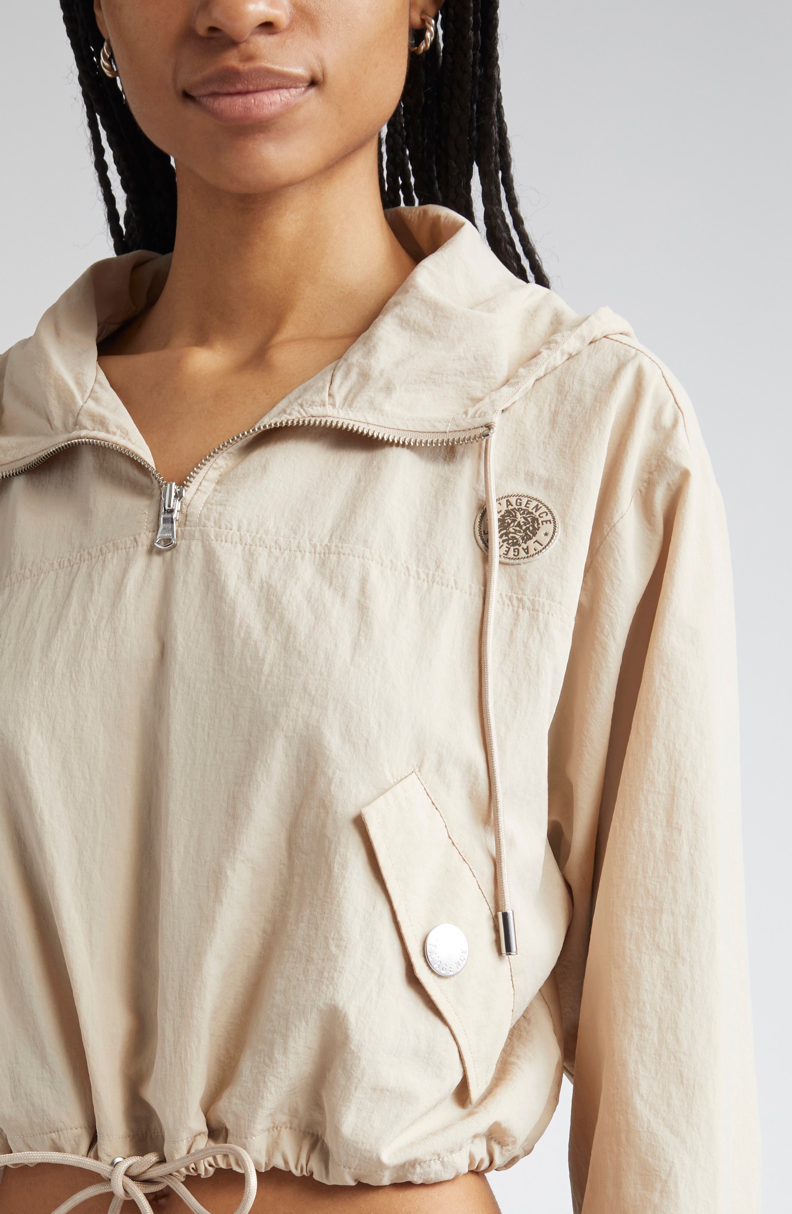 L'AGENCE Bronwyn Water Repellent Crop Anorak in Cement at Nordstrom - 5