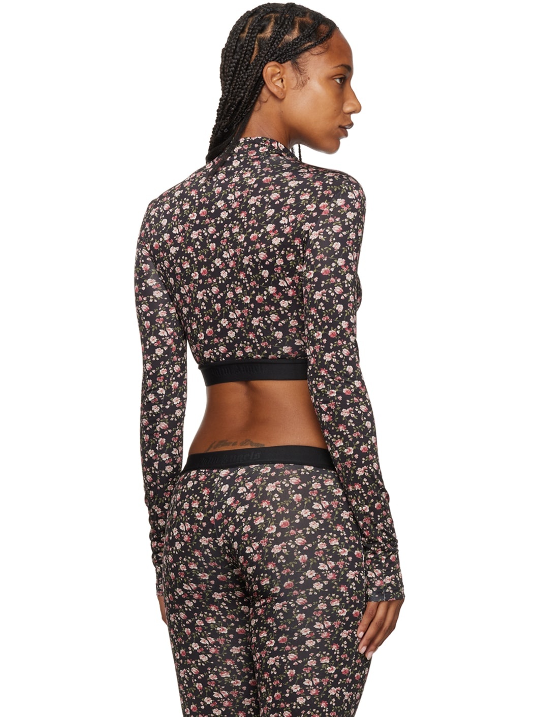 Black Floral Print Long Sleeve T-Shirt - 3