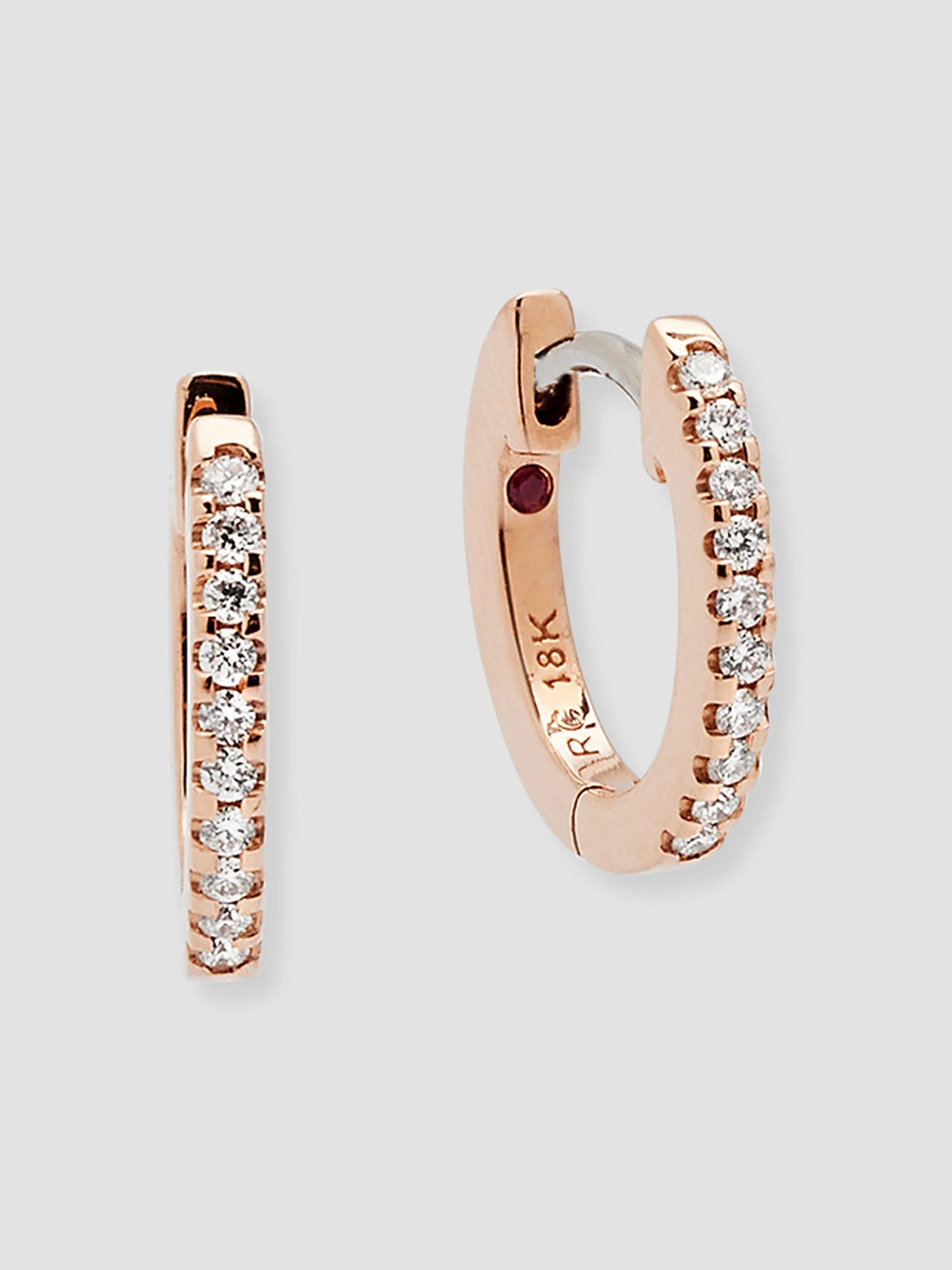 Women's 18K Rose Gold & 0.09 TCW Diamond Micro Hoop Earrings - Rose Gold - 1