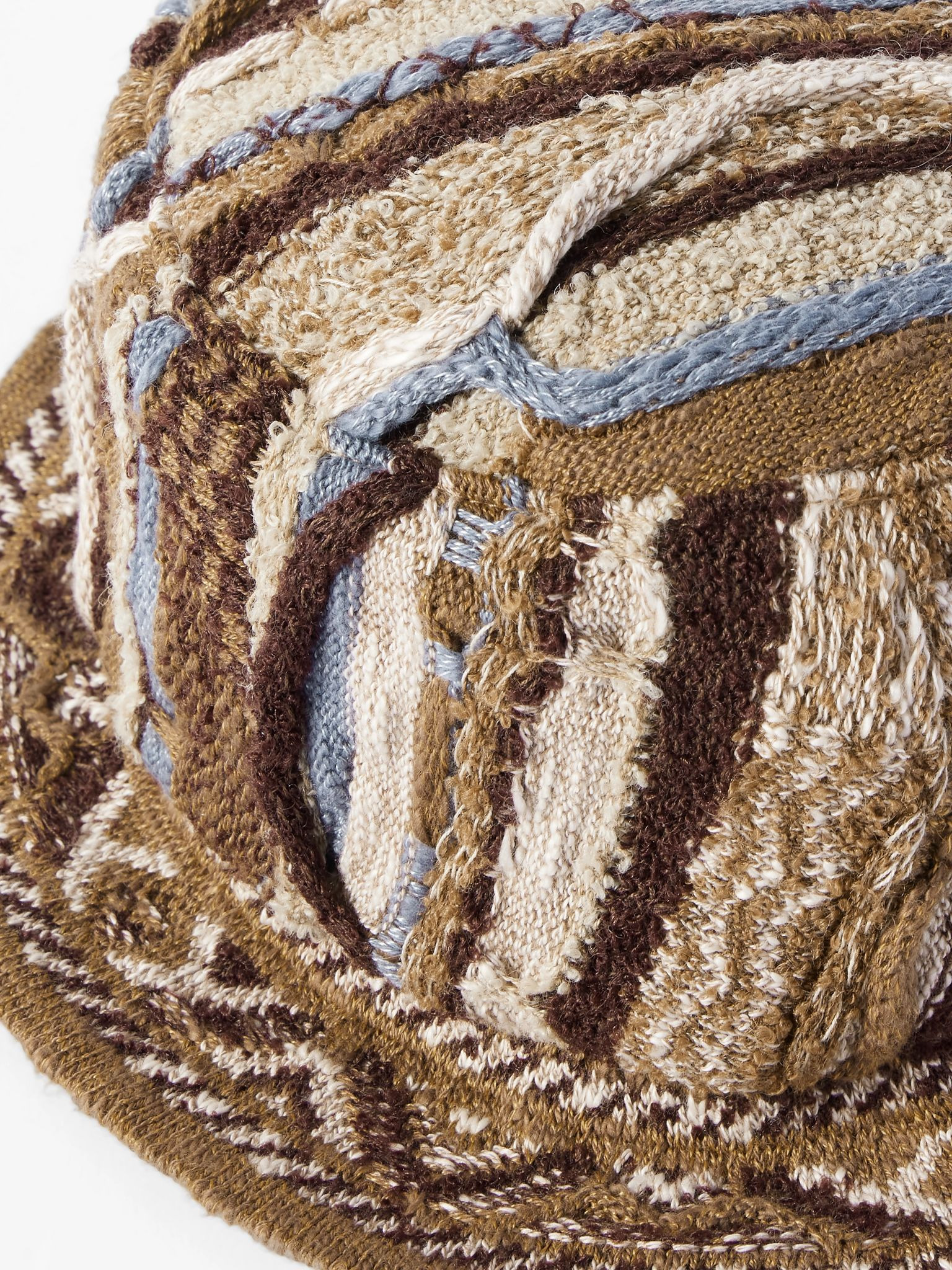 7G Jacquard-Knit Bucket Hat Brown - 4