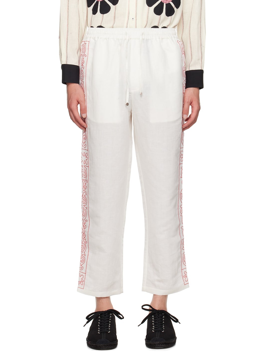 Off-White Embroidered Trousers - 1