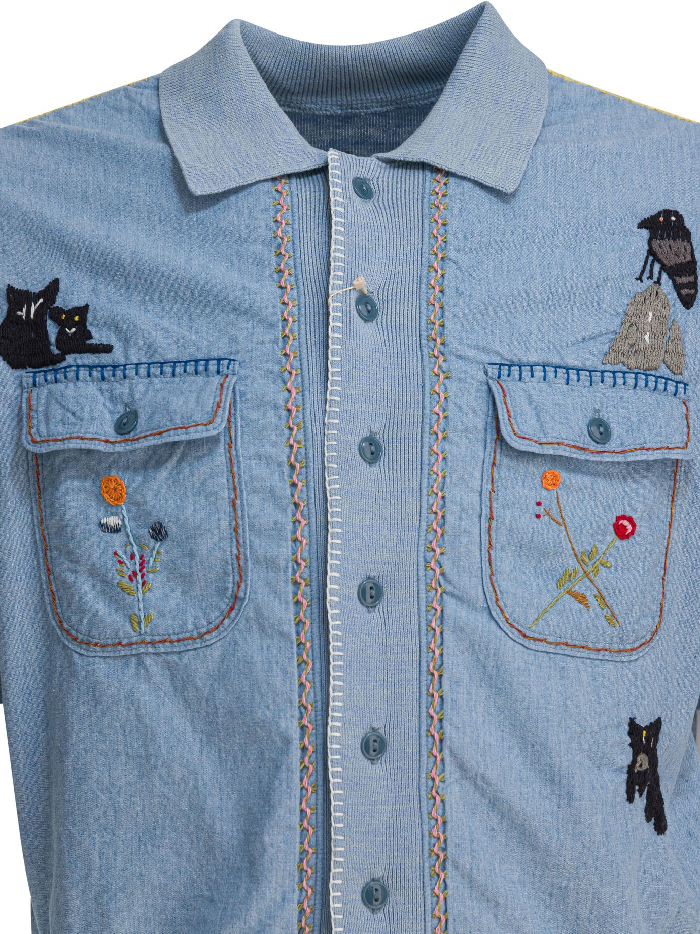 Kapital Knit And Chambray Shirt - 3