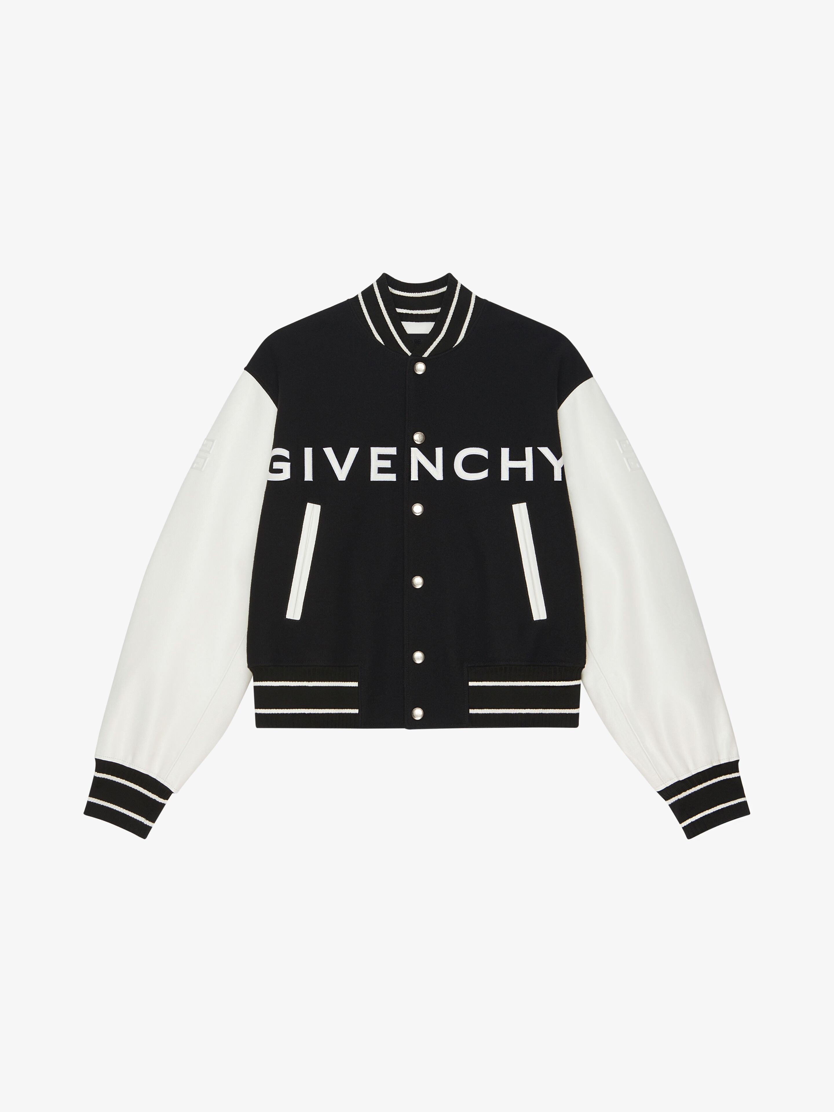 GIVENCHY Logo-Embroidered Wool-Blend and Leather Bomber Jacket for Men