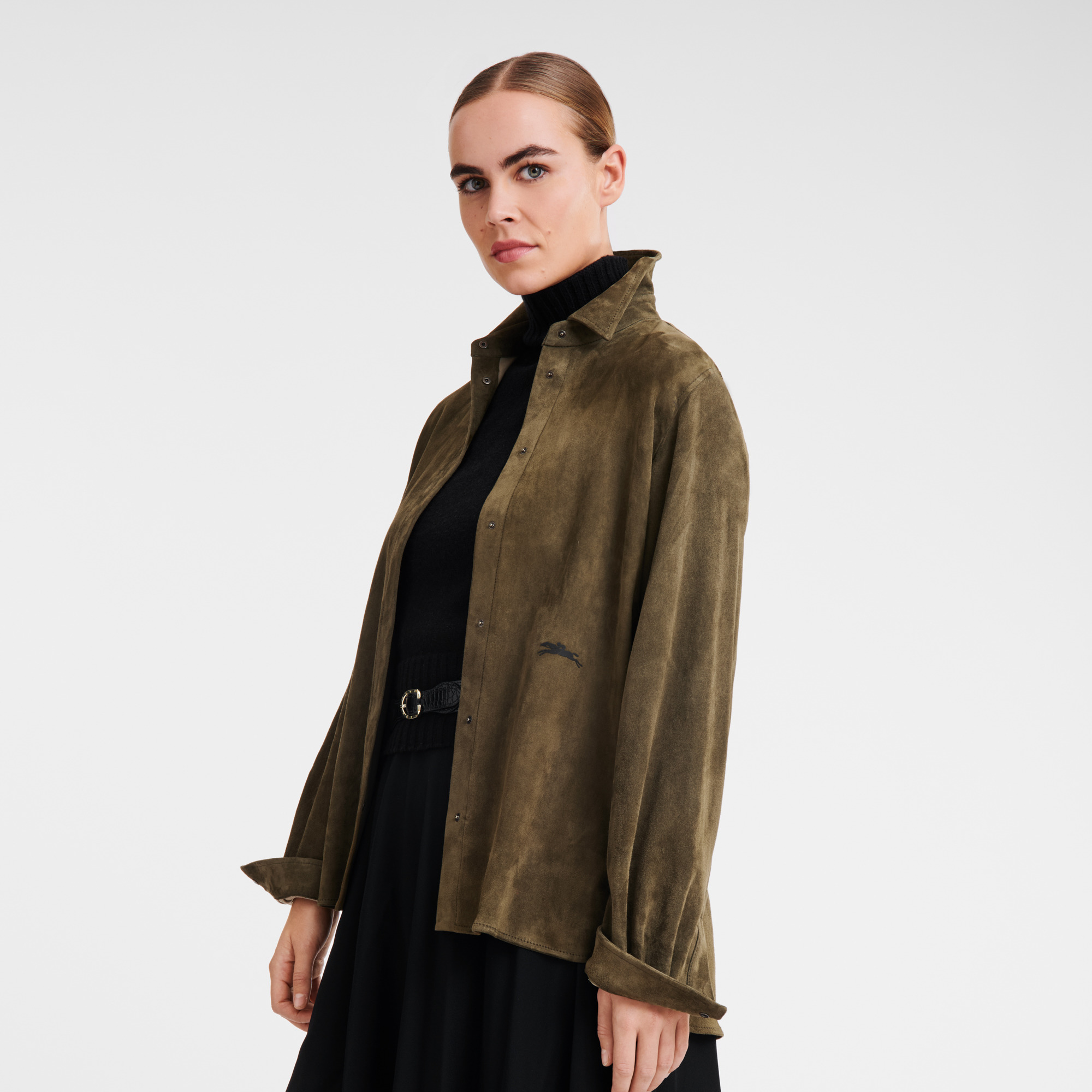 Straight leather shirt Khaki - Leather - 4