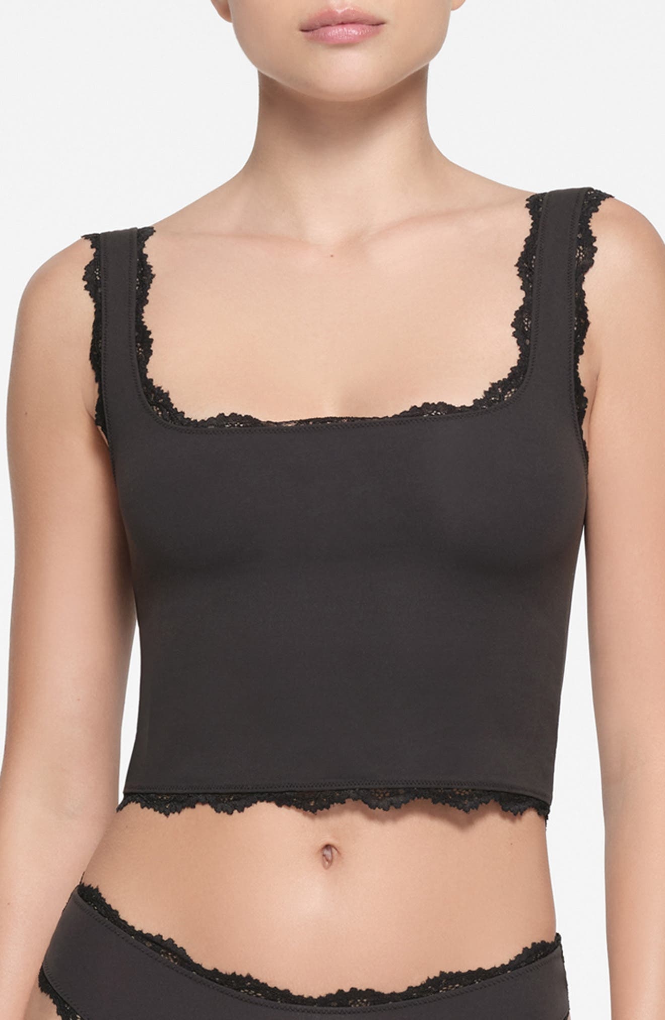 SKIMS Fits Everybody Lace Tank in Onyx at Nordstrom - 1