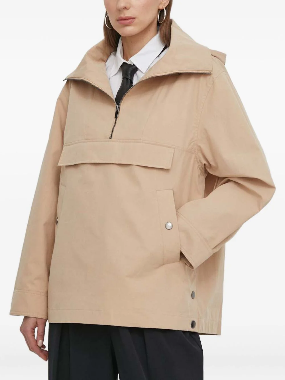 hooded half-zip jacket - 1