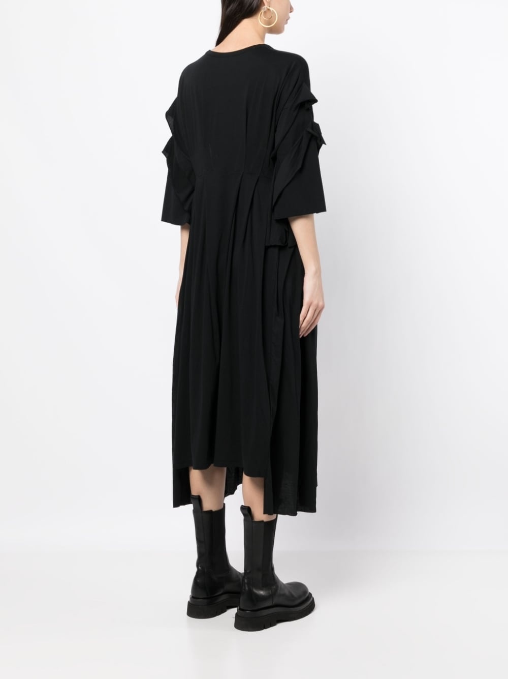 drape-detail layered midi dress - 4