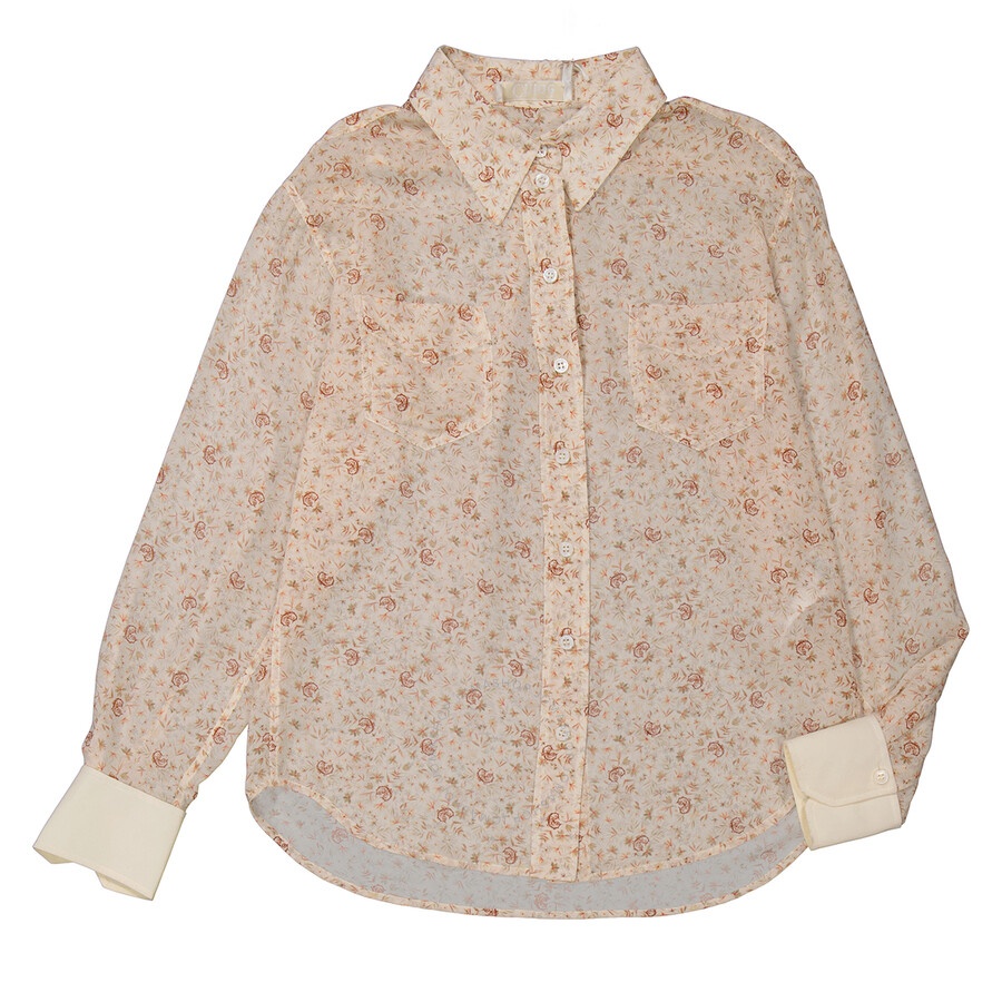 Chloe Ladies Dew Pink C Micro Flower Motif Silk Blouse - 5