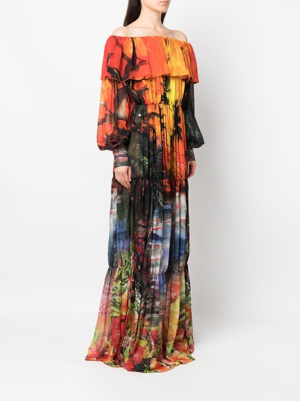 printed pleated maxi dress - 3