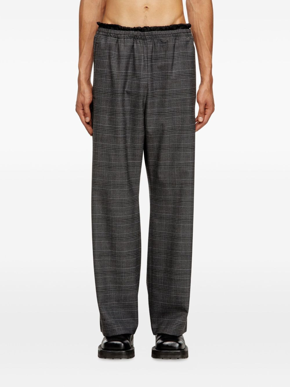 elasticated-waist checked trousers - 3