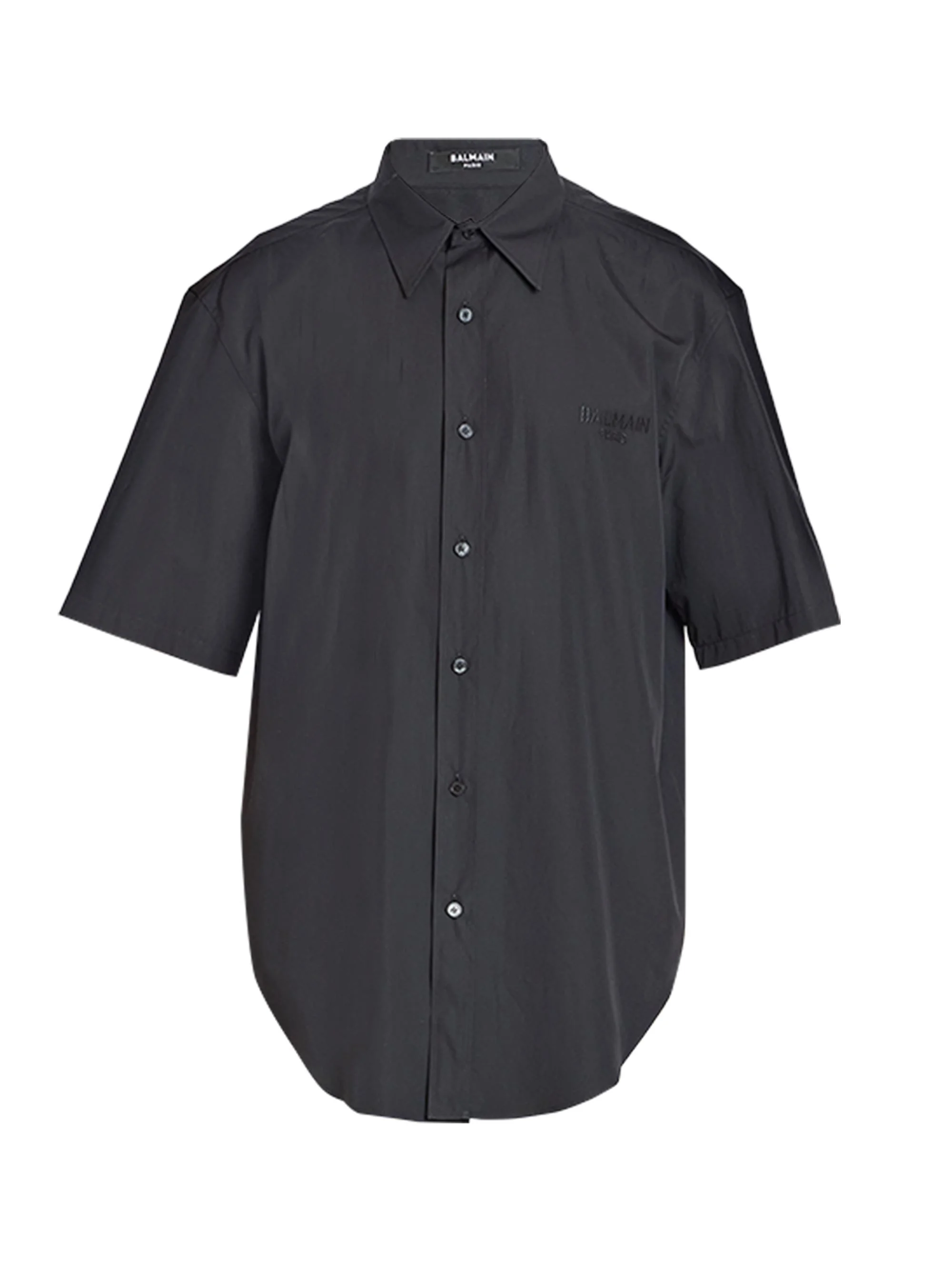 Men's Logo Embroidered Poplin Short-Sleeve Shirt - Noir - 1